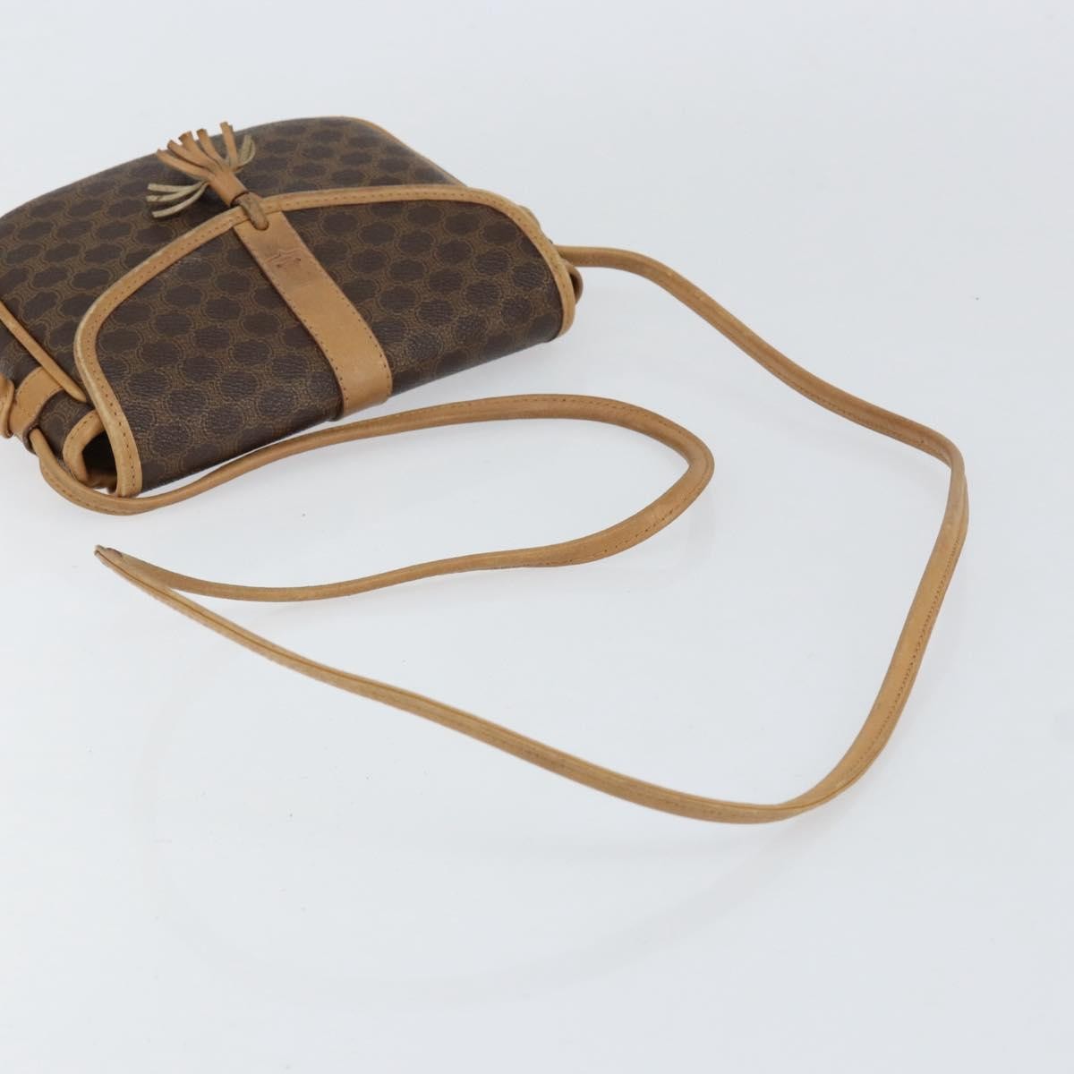 Celine Vintage Macadam Canvas And Leather Brown Canvas Shoulder Bag Bag (Pre-Owned)