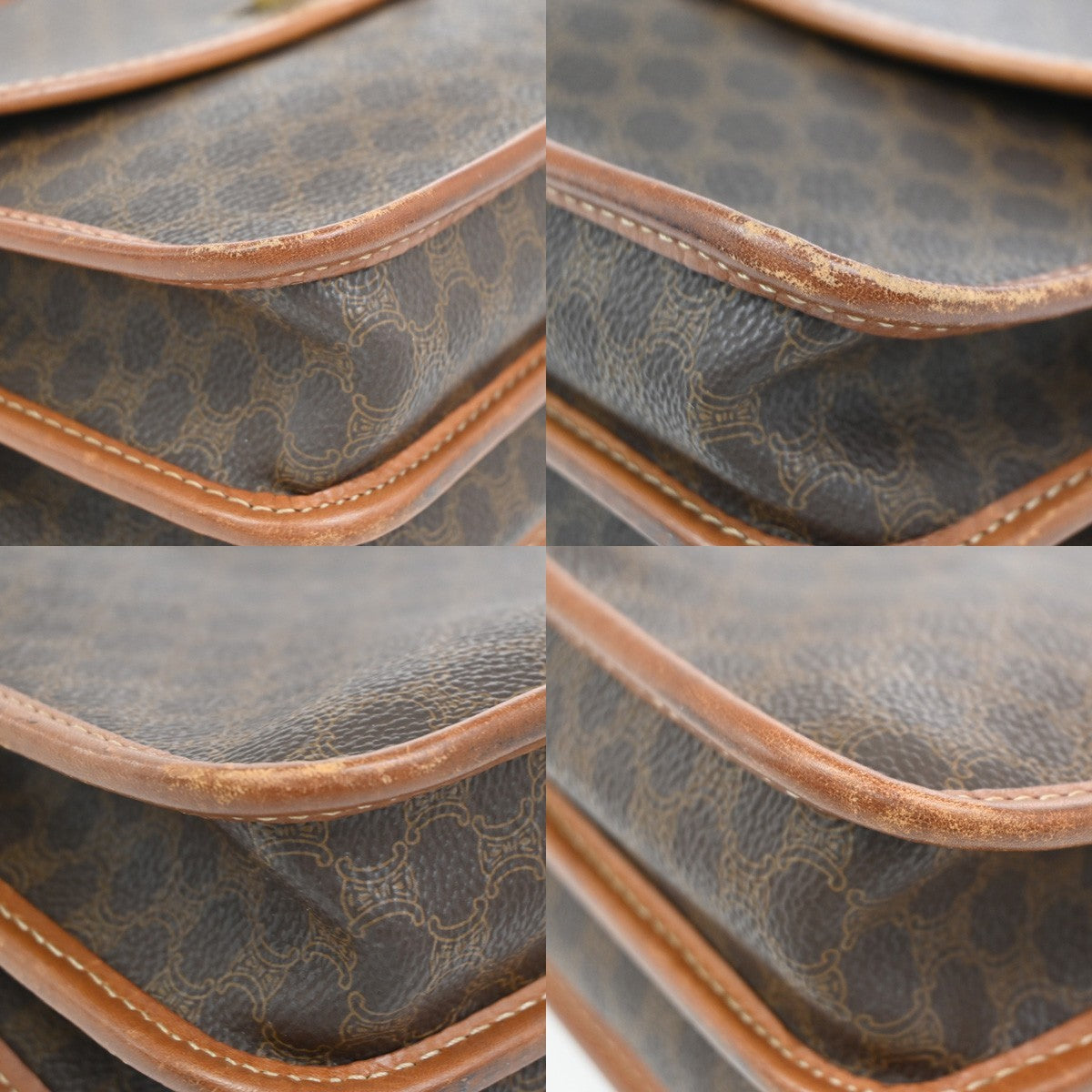 Celine Vintage Macadam Canvas And Leather Brown Canvas Shoulder Bag Bag (Pre-Owned)