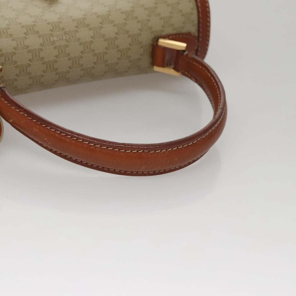 Celine Vintage Convertible Top Handle Macadam Coated Canvas Beige Canvas Handbag (Pre-Owned)