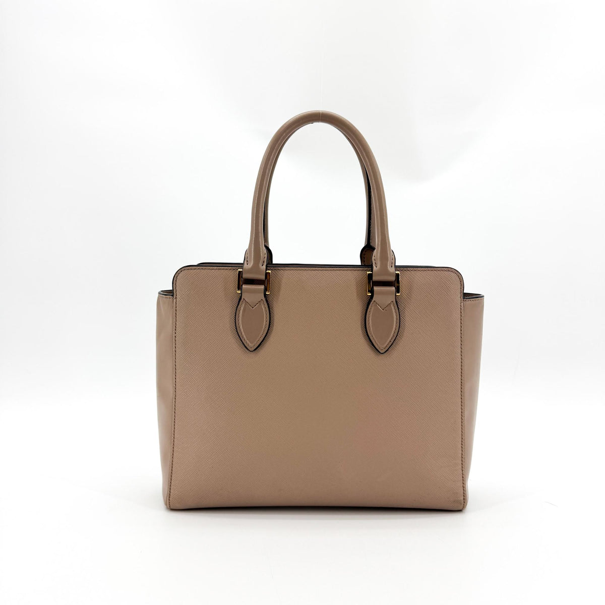 Prada Vintage Tote Leather Beige Leather Tote Bag Bag (Pre-Owned)