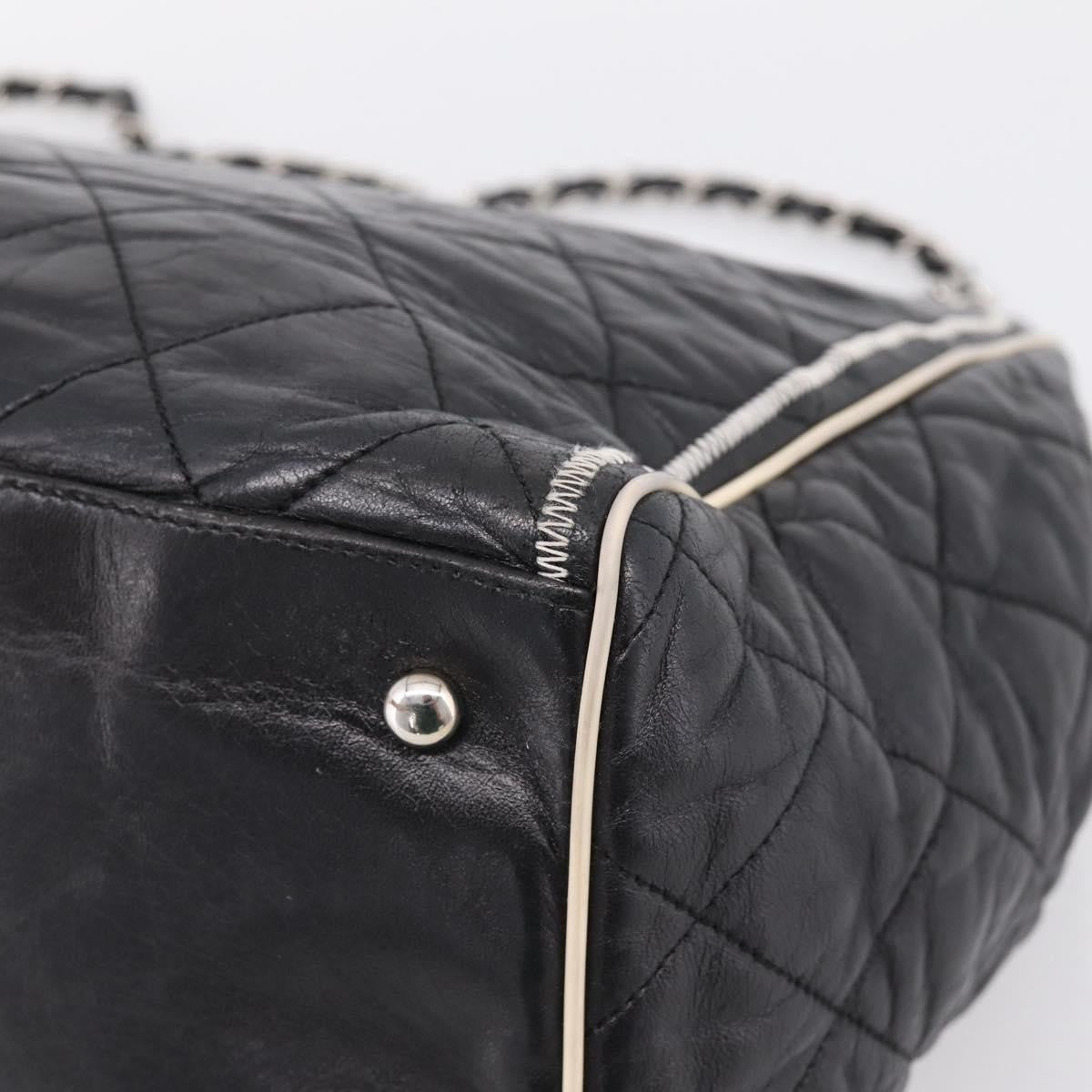 Chanel North South Mademoiselle Lock Quilted Leather Black Leather Tote Bag Bag (Pre-Owned)