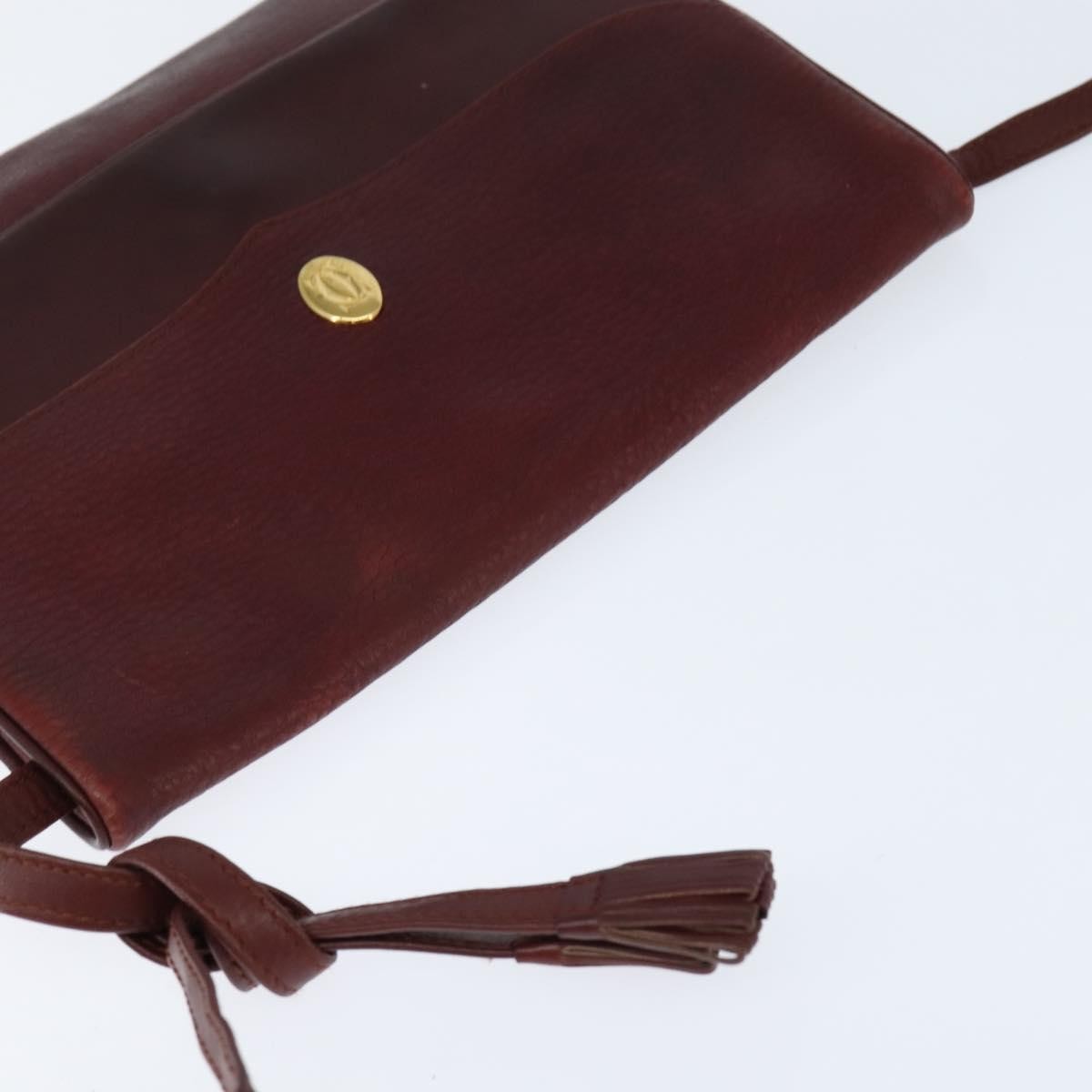 Cartier Must De Cartier Leather Burgundy Leather Shoulder Bag Bag (Pre-Owned)