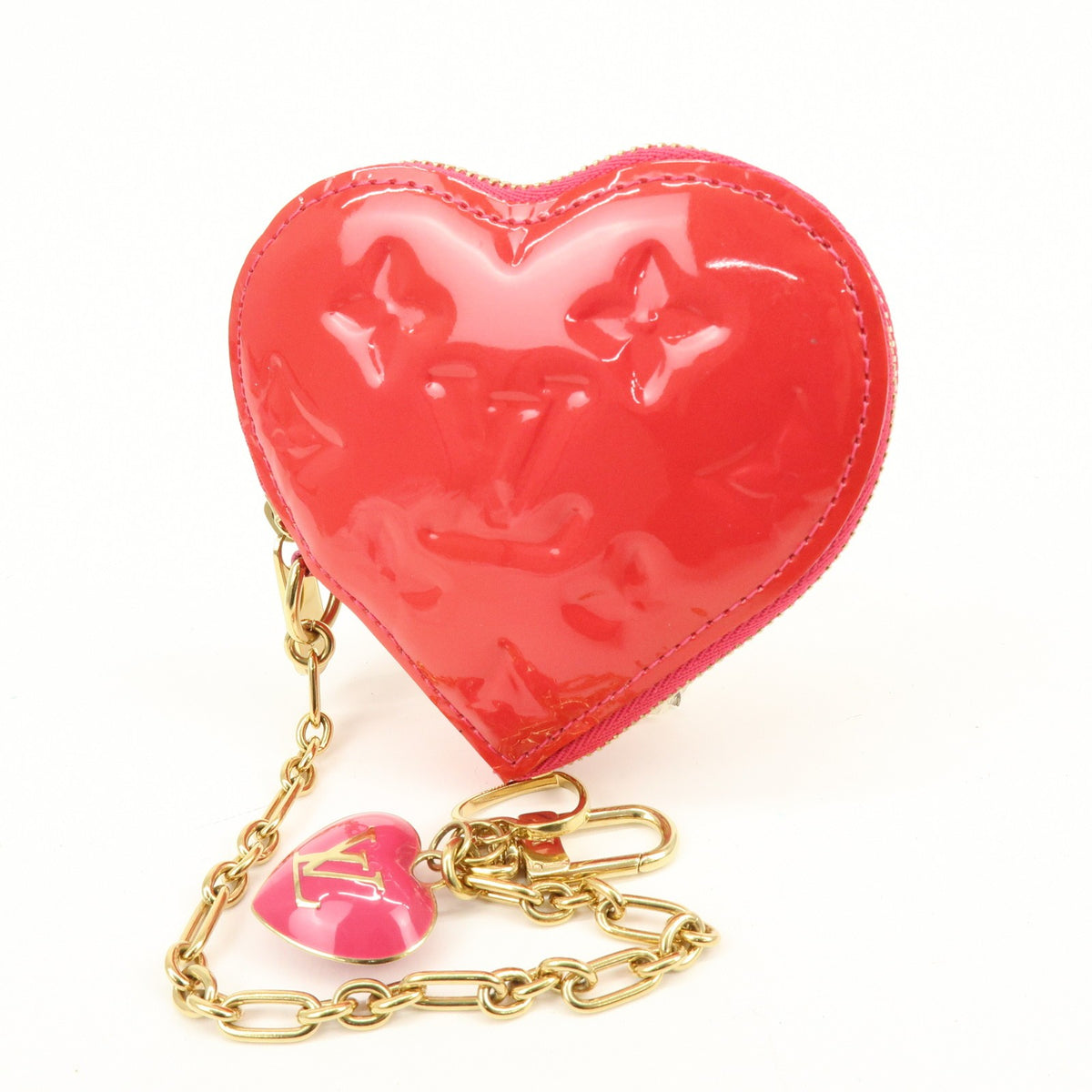 Louis Vuitton Heart Coin Purse Monogram Vernis Pink Patent_Leather Clutche & Pouche Bag (Pre-Owned)