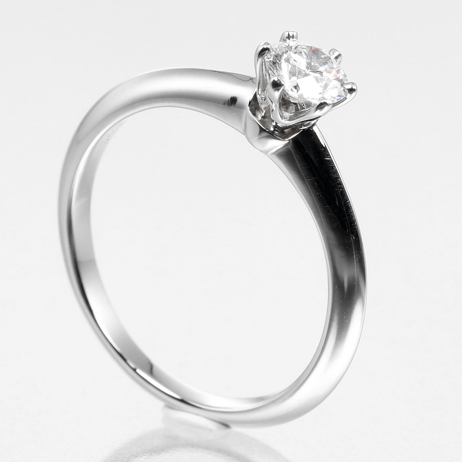 Tiffany & Co. Tiffany Setting Solitaire Platinum With Rbc Diamond Silver Platinum Ring Jewelry (Pre-Owned)