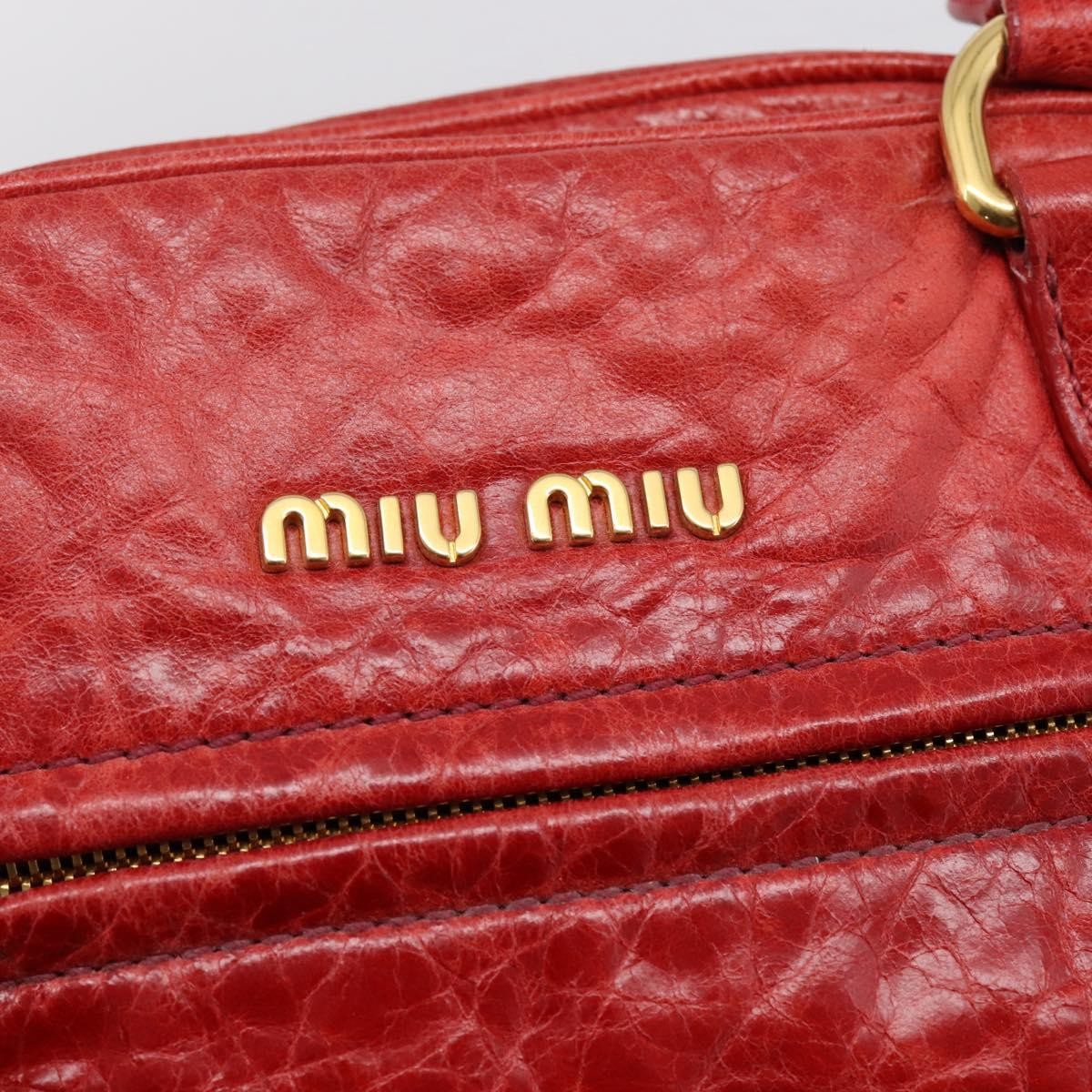 Miu Miu Coffer Convertible Satchel Matelasse Leather Red Leather Handbag (Pre-Owned)