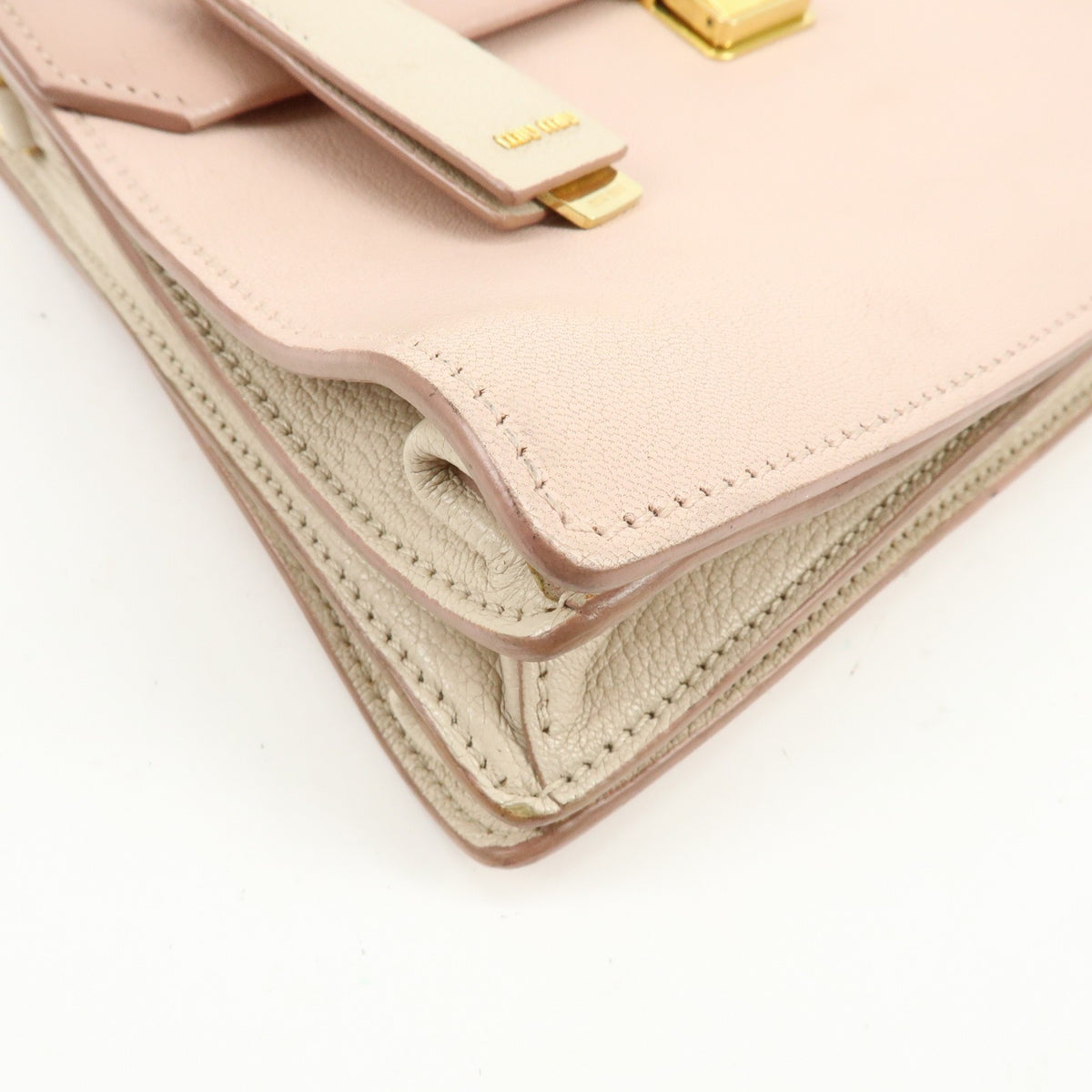 Miu Miu Madras Convertible Compartment Top Handle Leather Pink Leather Handbag (Pre-Owned)