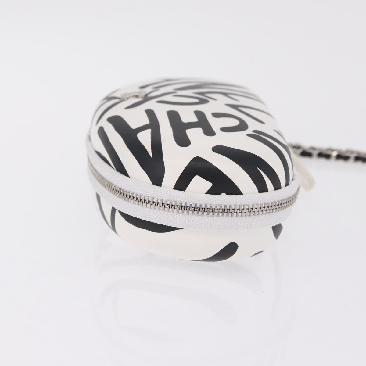 Chanel Coco Neige Zip Around Sunglasses Case With Chain Printed Leather White Leather Sunglasse Accessory (Pre-Owned)