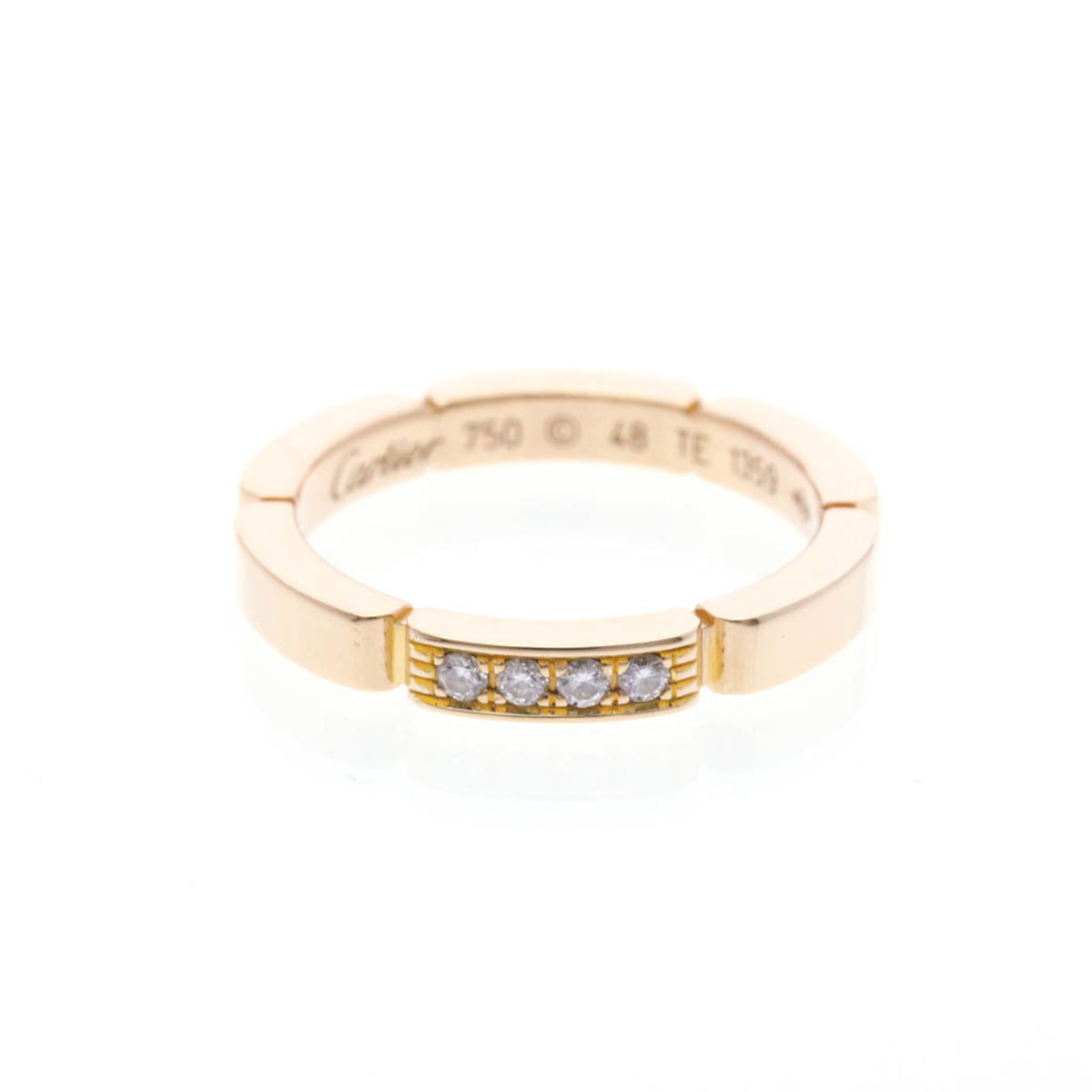 Cartier Maillon Panthere Band 18K Rose Gold With 4 Diamonds Gold Rose_Gold Ring Jewelry (Pre-Owned)