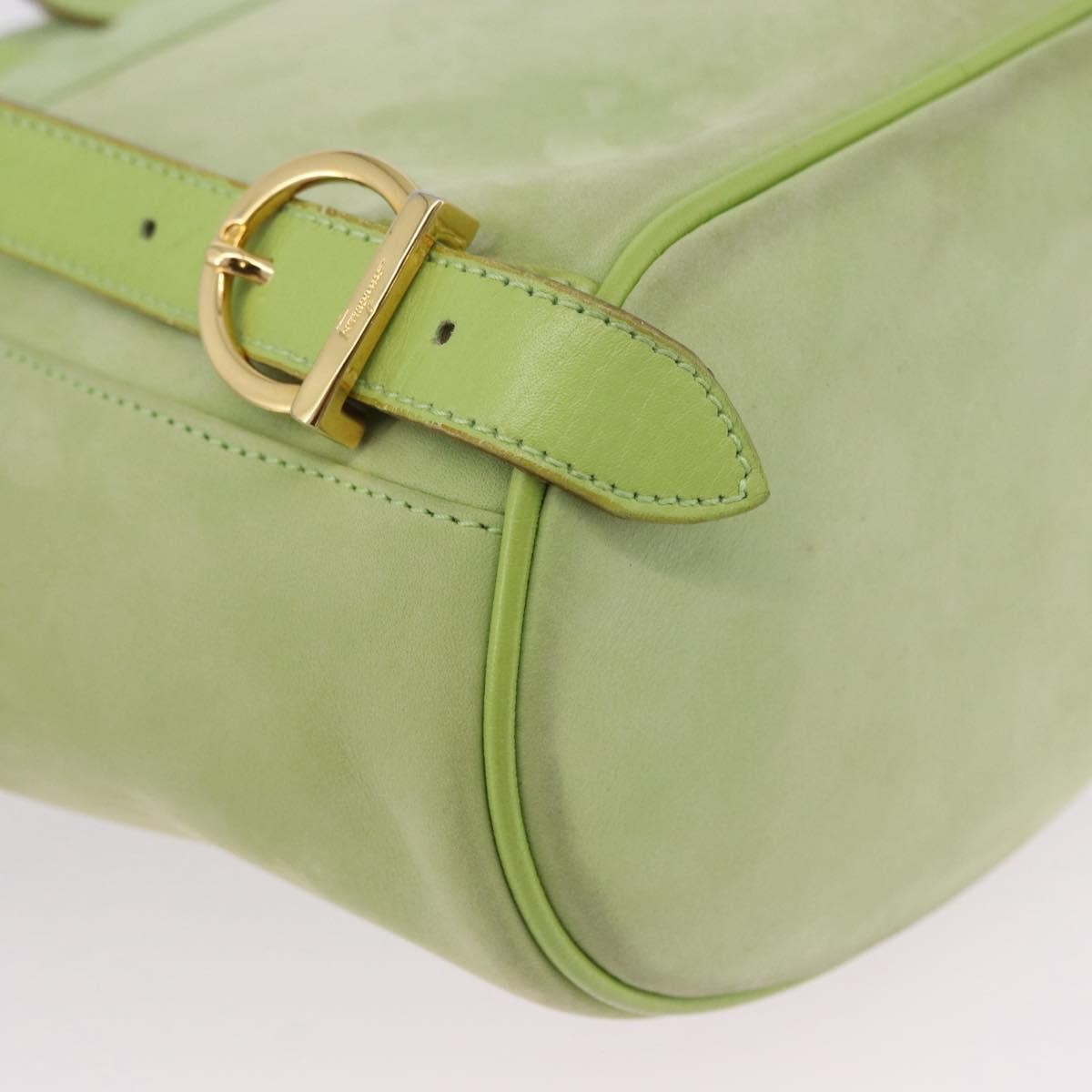 Salvatore Ferragamo Gancini Suede Green Suede Backpack Bag (Pre-Owned)