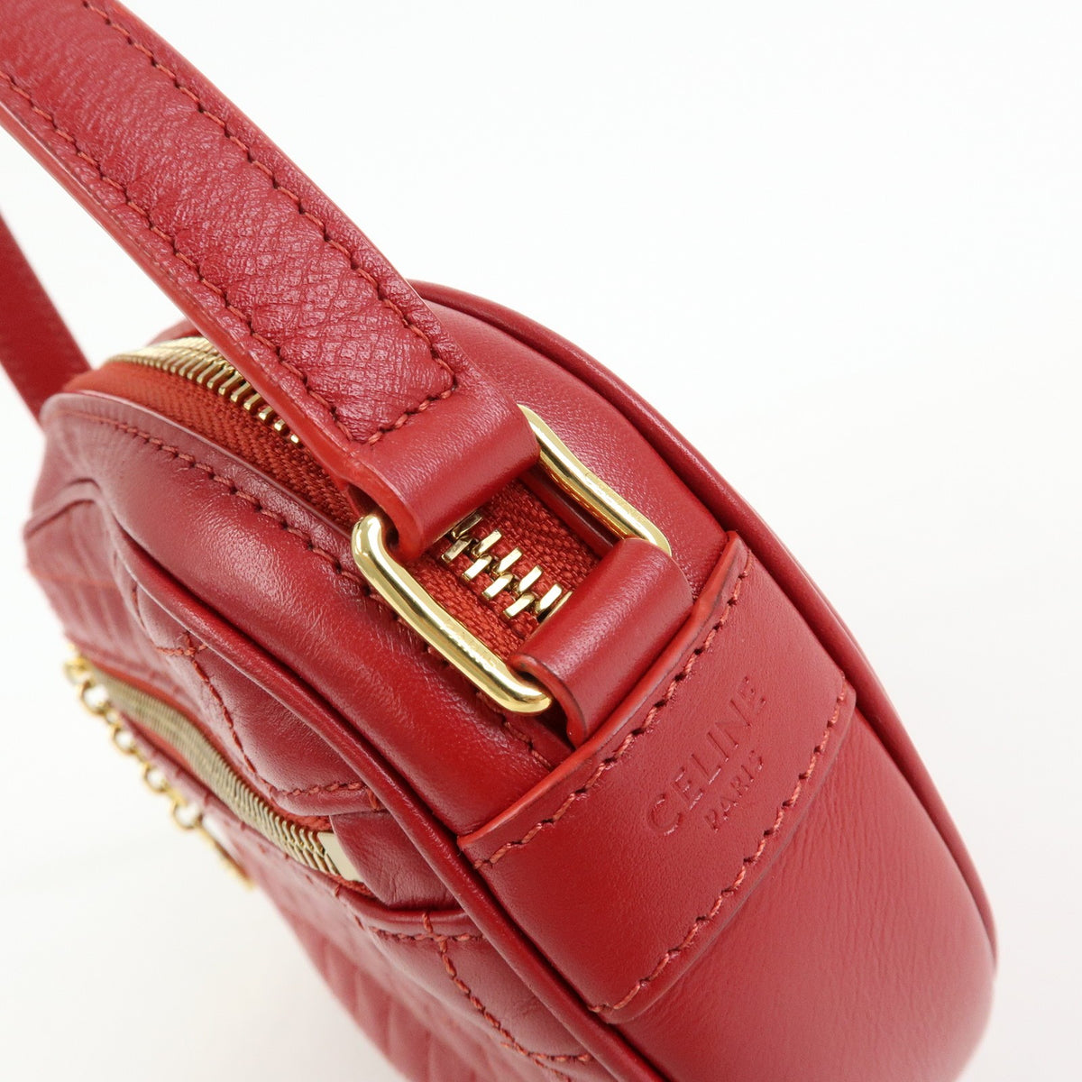 Celine C Charm Camera Quilted Leather Red Leather Handbag (Pre-Owned)