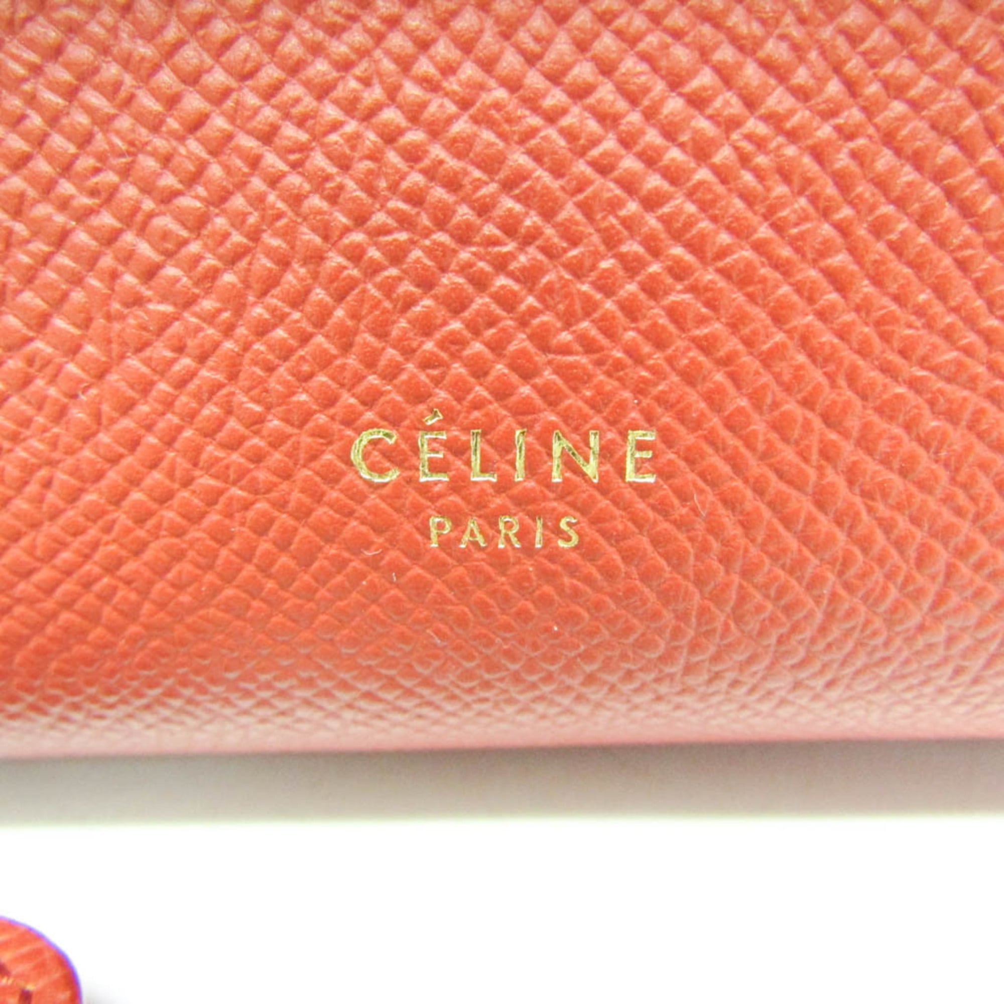Celine Belt Textured Leather Red Leather Handbag (Pre-Owned)
