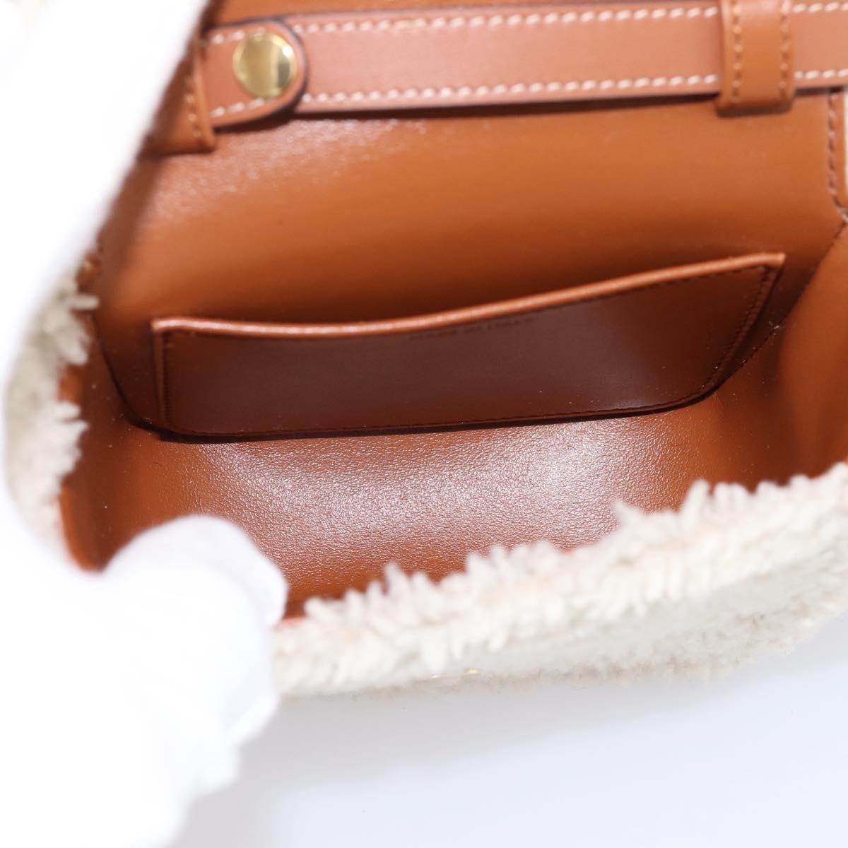 Celine Triomphe Shoulder Shearling Beige Wool Handbag (Pre-Owned)