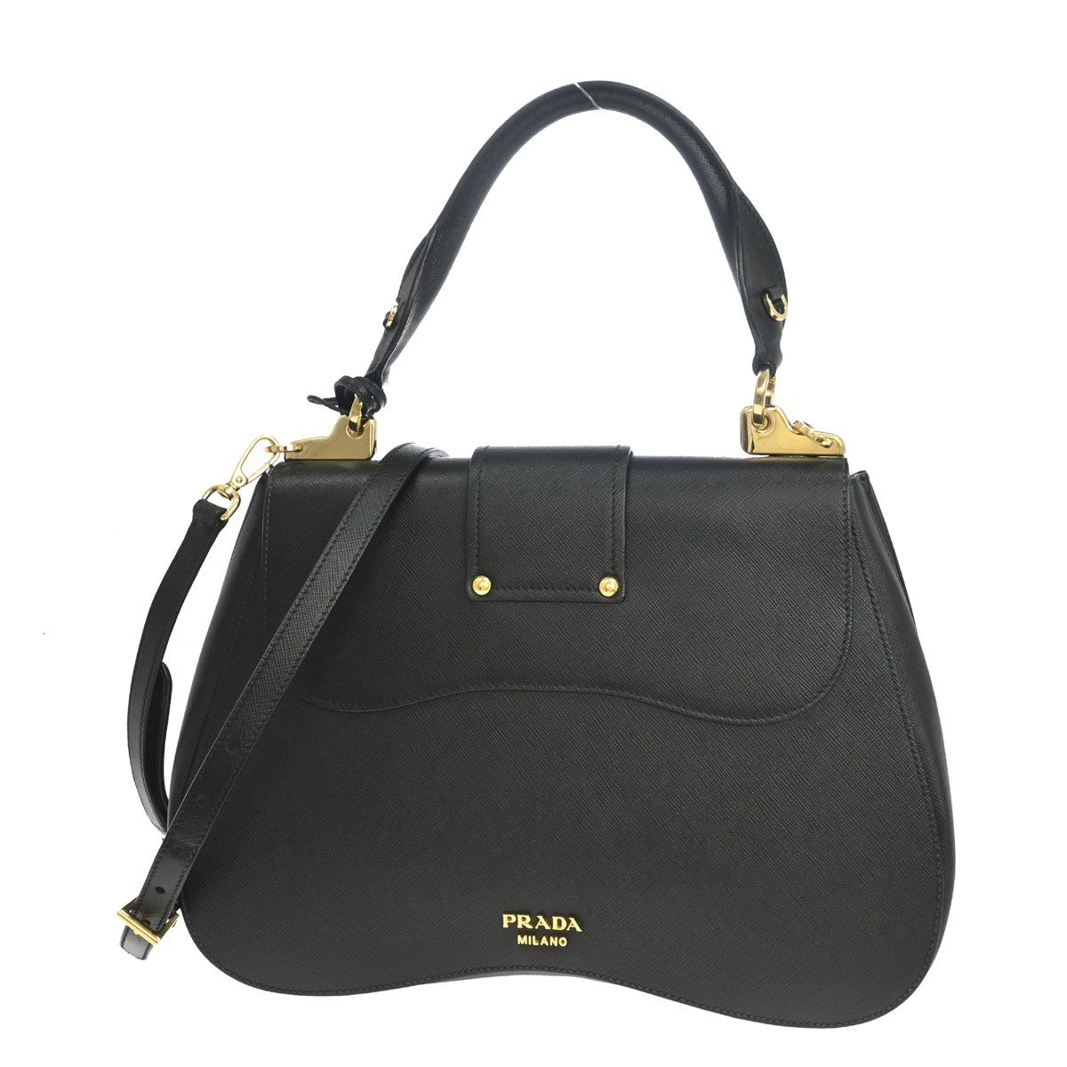 Prada Sidonie Saffiano Black Leather Handbag (Pre-Owned)