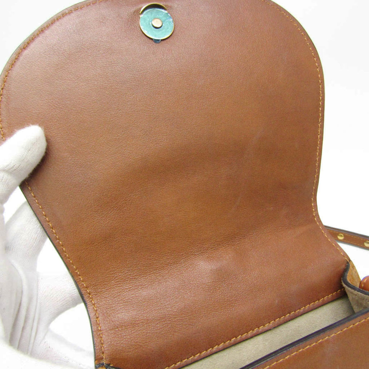 Chloe Nile Studded Suede And Leather Brown Leather Crossbody Bag Bag (Pre-Owned)