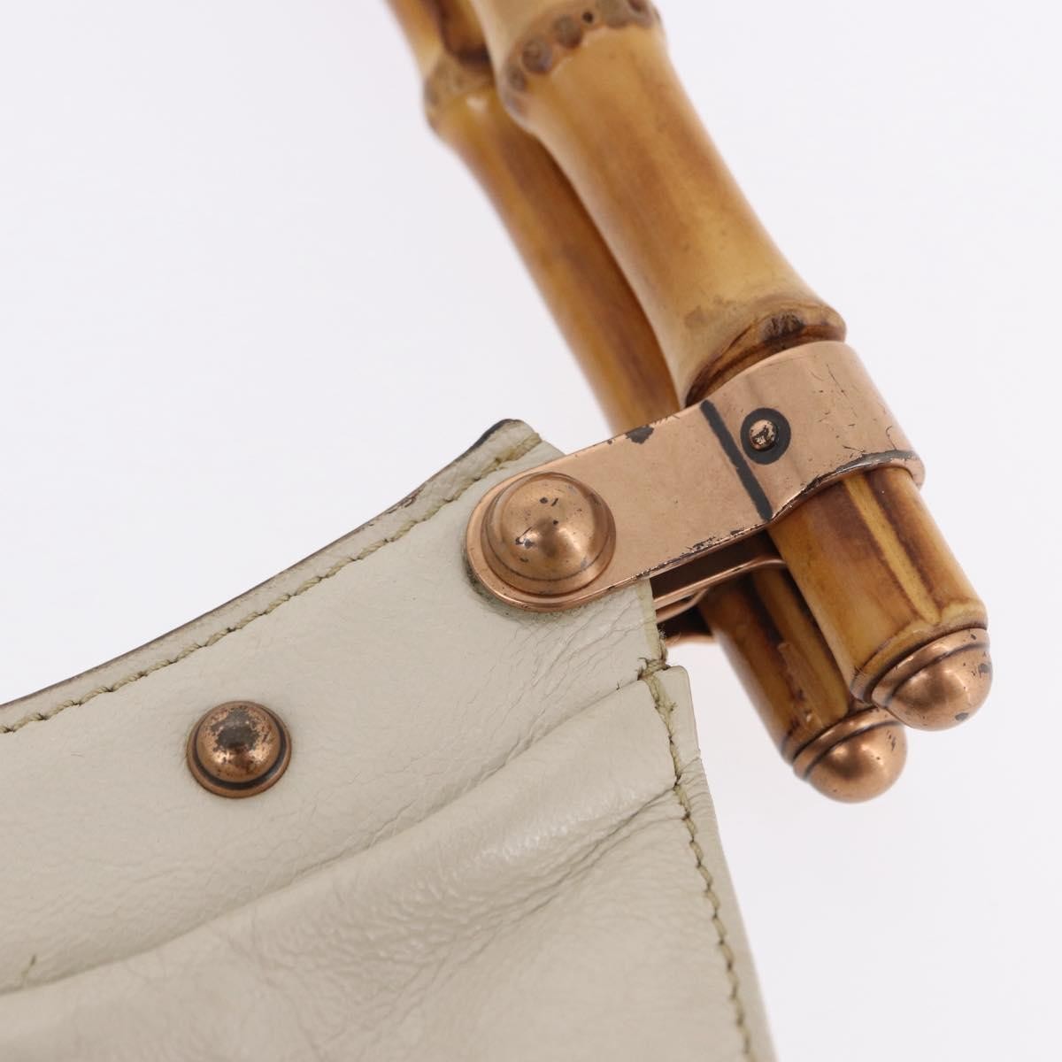 Gucci Vintage Bamboo Shoulder Leather Beige Leather Handbag (Pre-Owned)