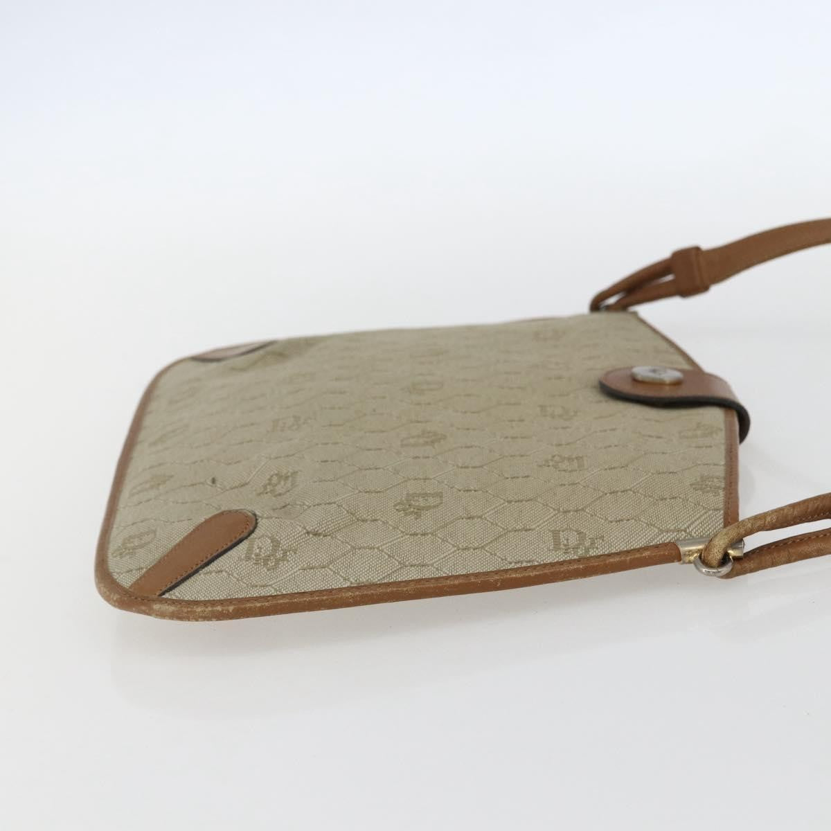 Christian Dior Vintage Honeycomb Canvas And Leather Beige Canvas Shoulder Bag Bag (Pre-Owned)