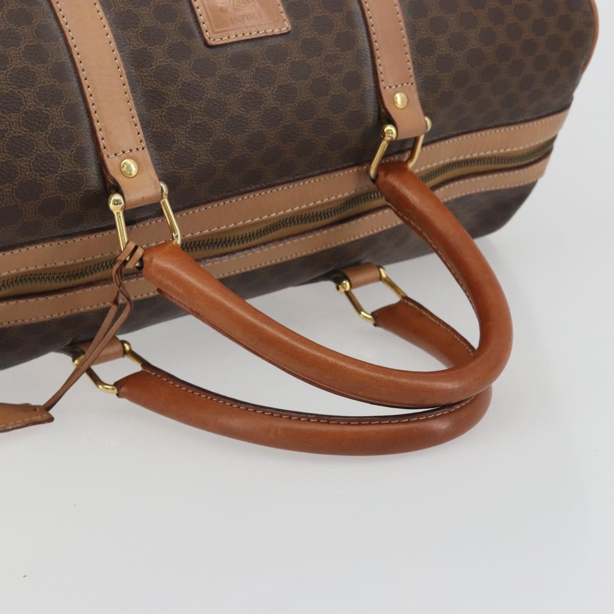 Celine Vintage Duffle Macadam Coated Canvas Brown Pvc Travel Bag Bag (Pre-Owned)