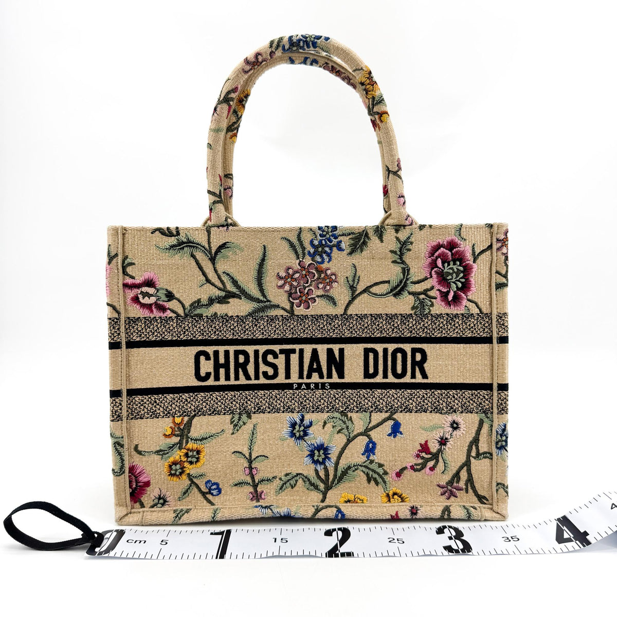 Christian Dior Book Embroidered Canvas Beige Canvas Tote Bag Bag (Pre-Owned)