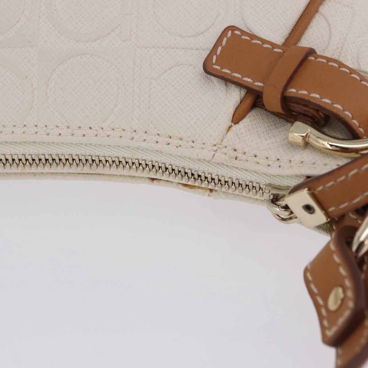 Salvatore Ferragamo Gancini Canvas And Leather White Canvas Clutche & Pouche Bag (Pre-Owned)