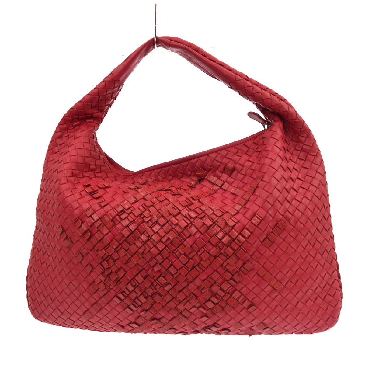 Bottega Veneta Veneta Plisse Hobo Intrecciato Nappa Red Leather Shoulder Bag Bag (Pre-Owned)