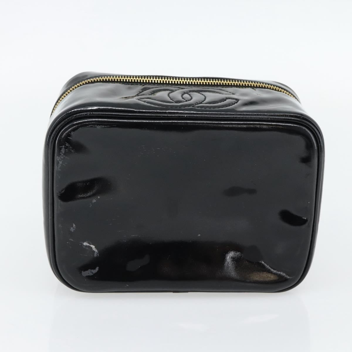 Chanel Vintage Timeless Cosmetic Case Patent Black Patent_Leather Handbag (Pre-Owned)