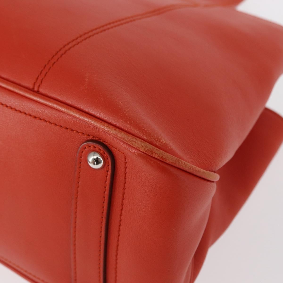 Salvatore Ferragamo Gancini Leather Orange Leather Handbag (Pre-Owned)