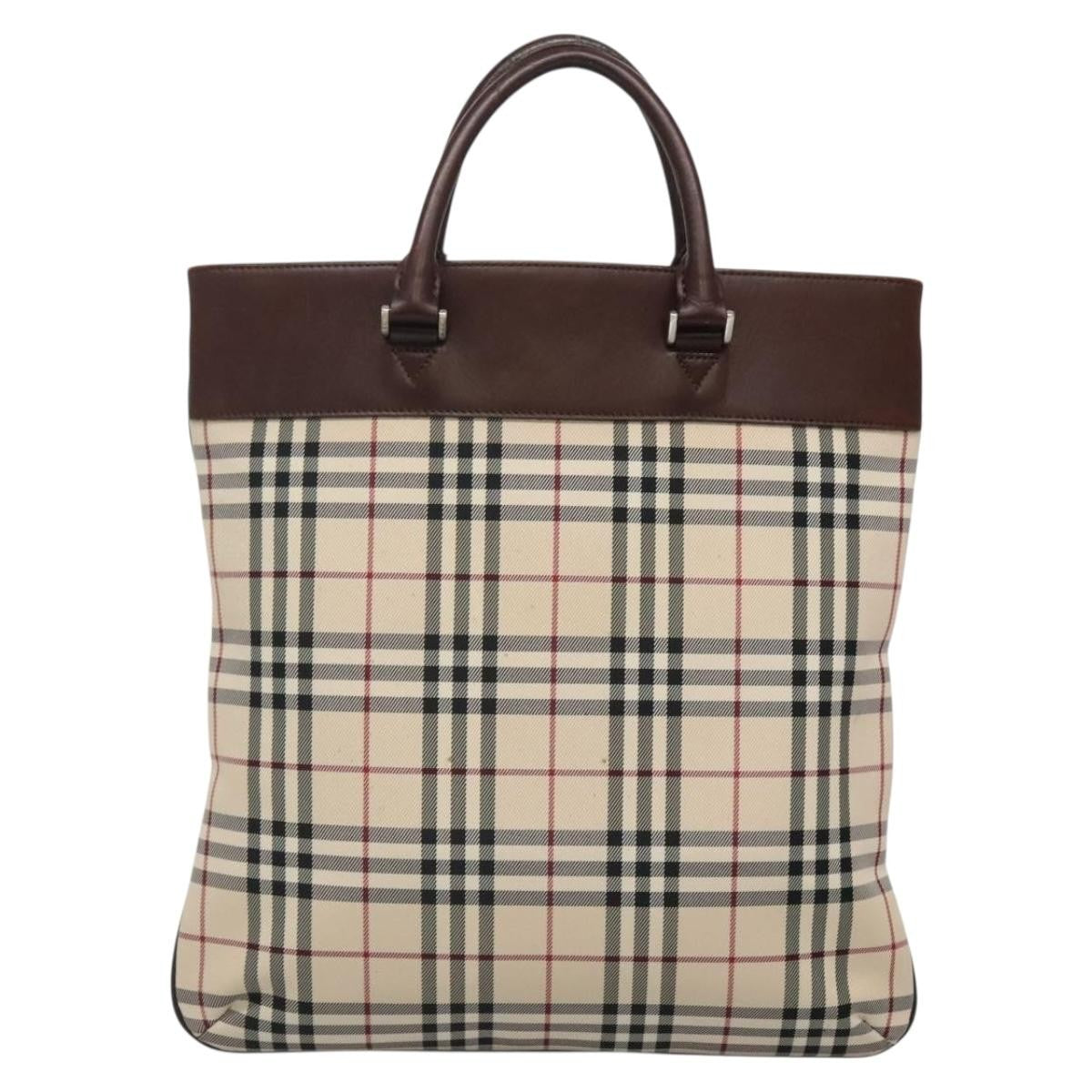 Burberry Nova Check Tote Nylon Beige Nylon Bag (Pre-Owned)