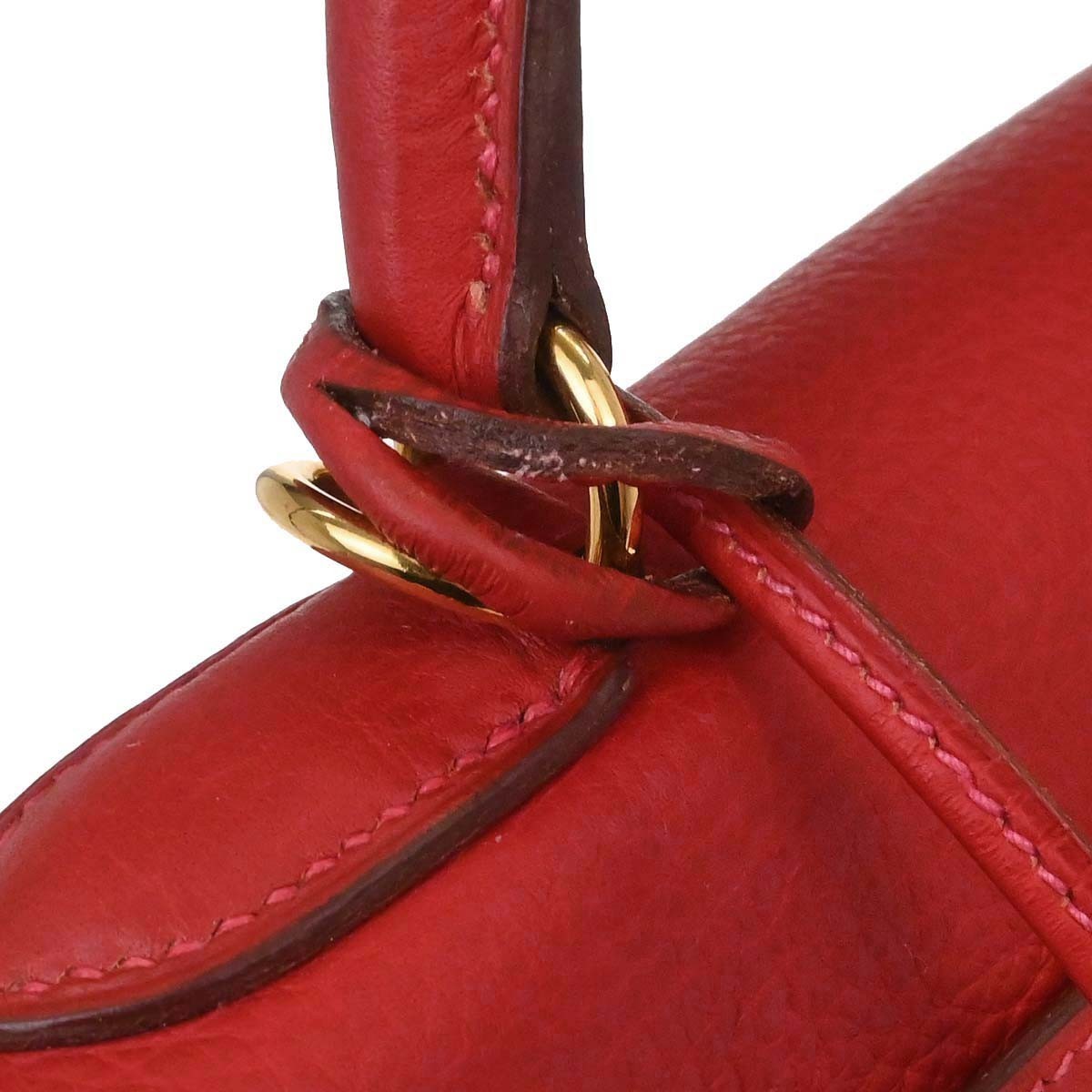 Hermes Kelly Red Togo With Gold Hardware Red Leather Handbag (Pre-Owned)