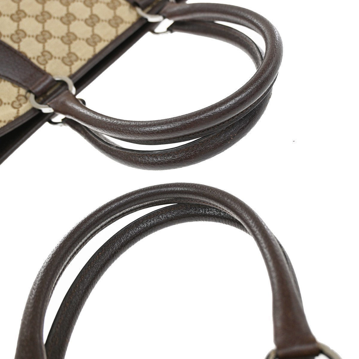 Gucci Vintage Ring Tote Gg Canvas With Leather Brown Canvas Tote Bag Bag (Pre-Owned)