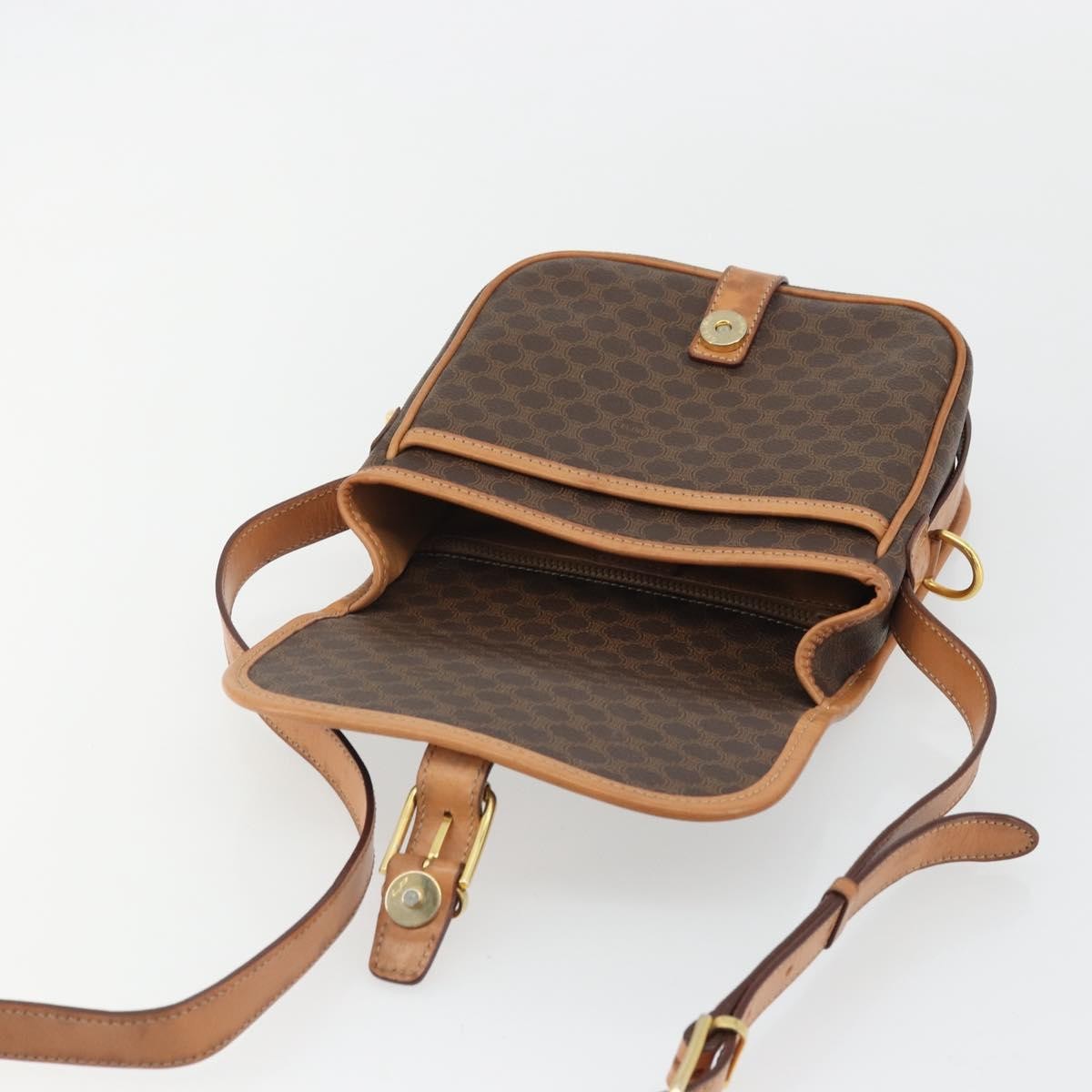 Celine Vintage Macadam Canvas And Leather Brown Canvas Shoulder Bag Bag (Pre-Owned)