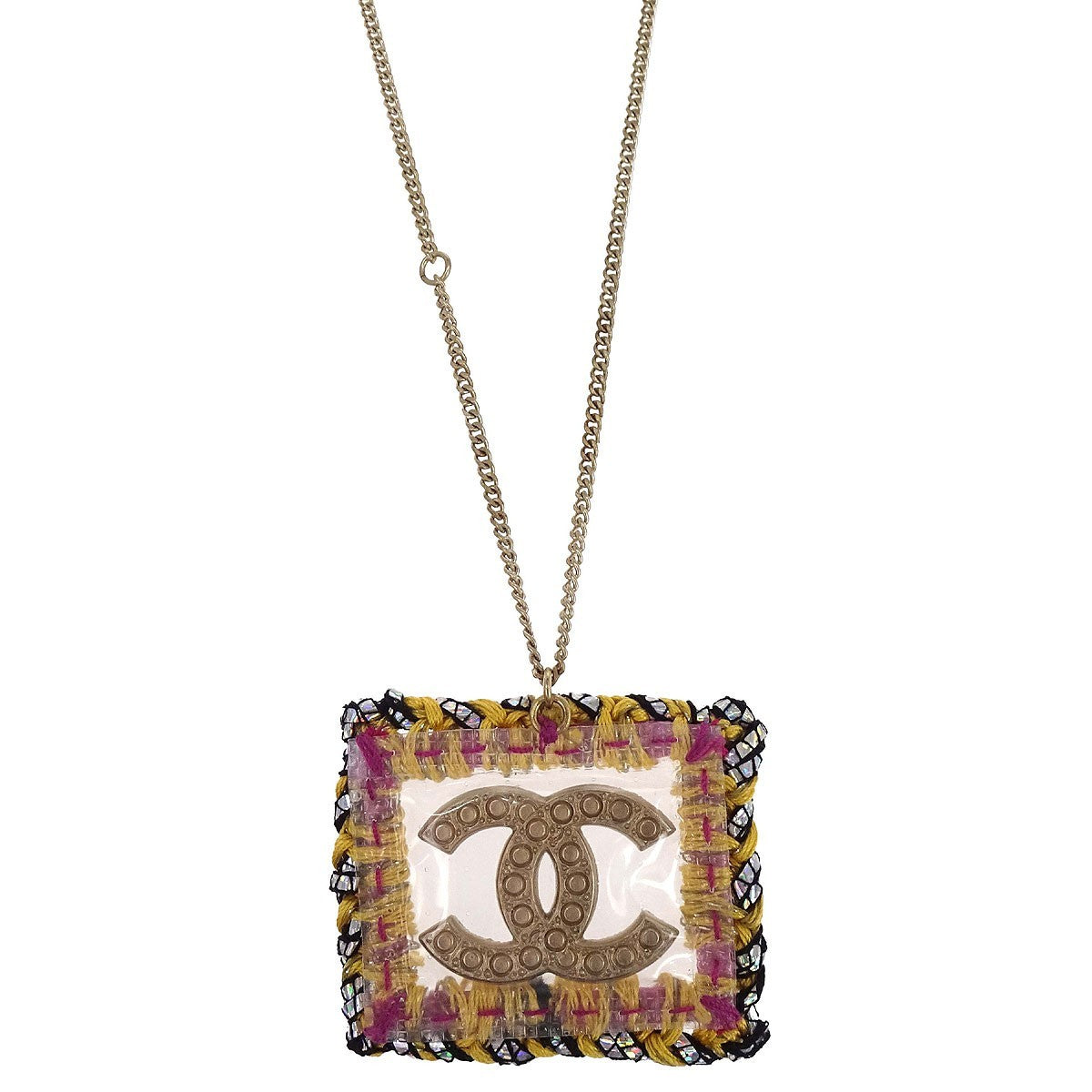 Chanel Square Cc Pendant Metal Gold Gold_Plated Necklace Jewelry (Pre-Owned)