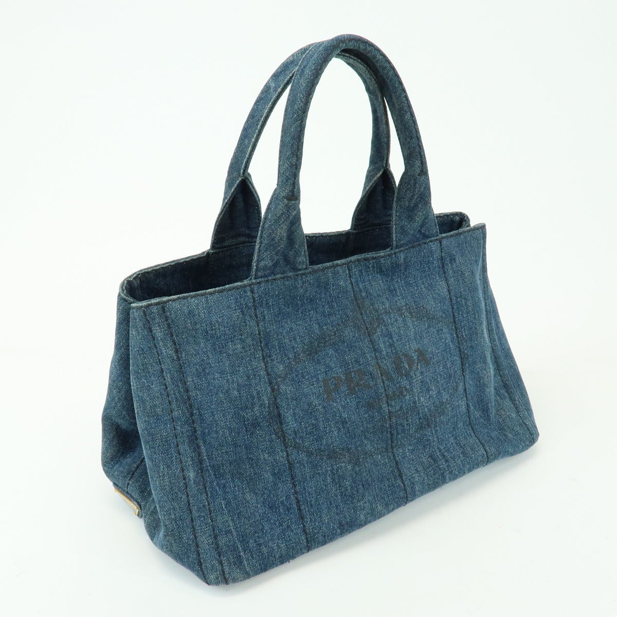 Prada Canapa Denim Blue Denim_Jeans Tote Bag Bag (Pre-Owned)