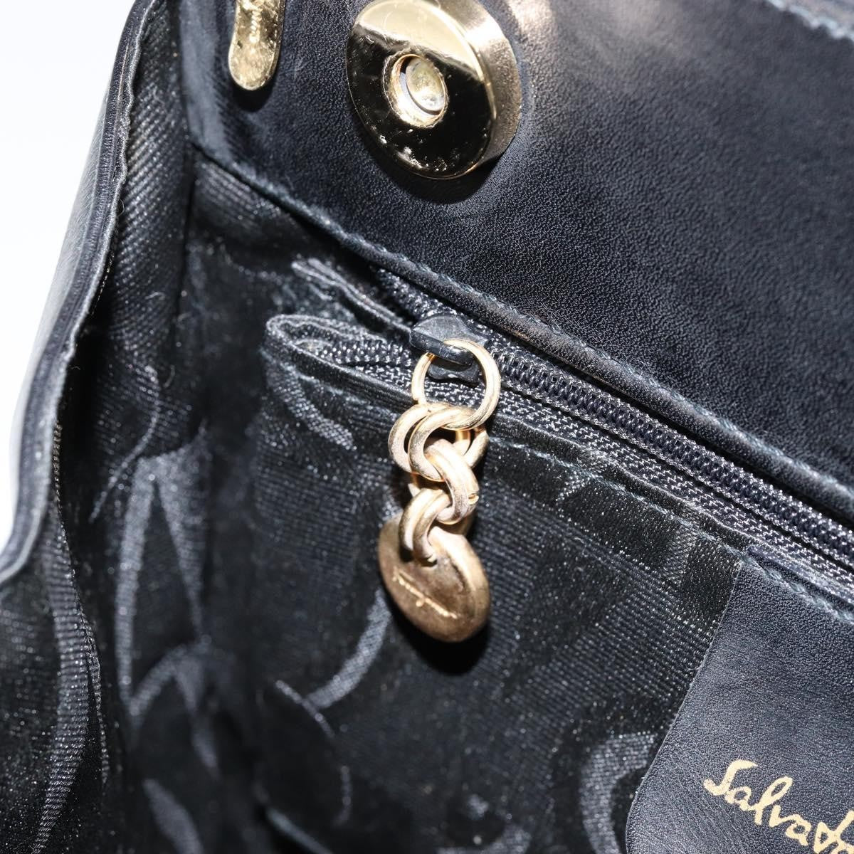 Salvatore Ferragamo Convertible Vara Bow Leather Black Leather Handbag (Pre-Owned)