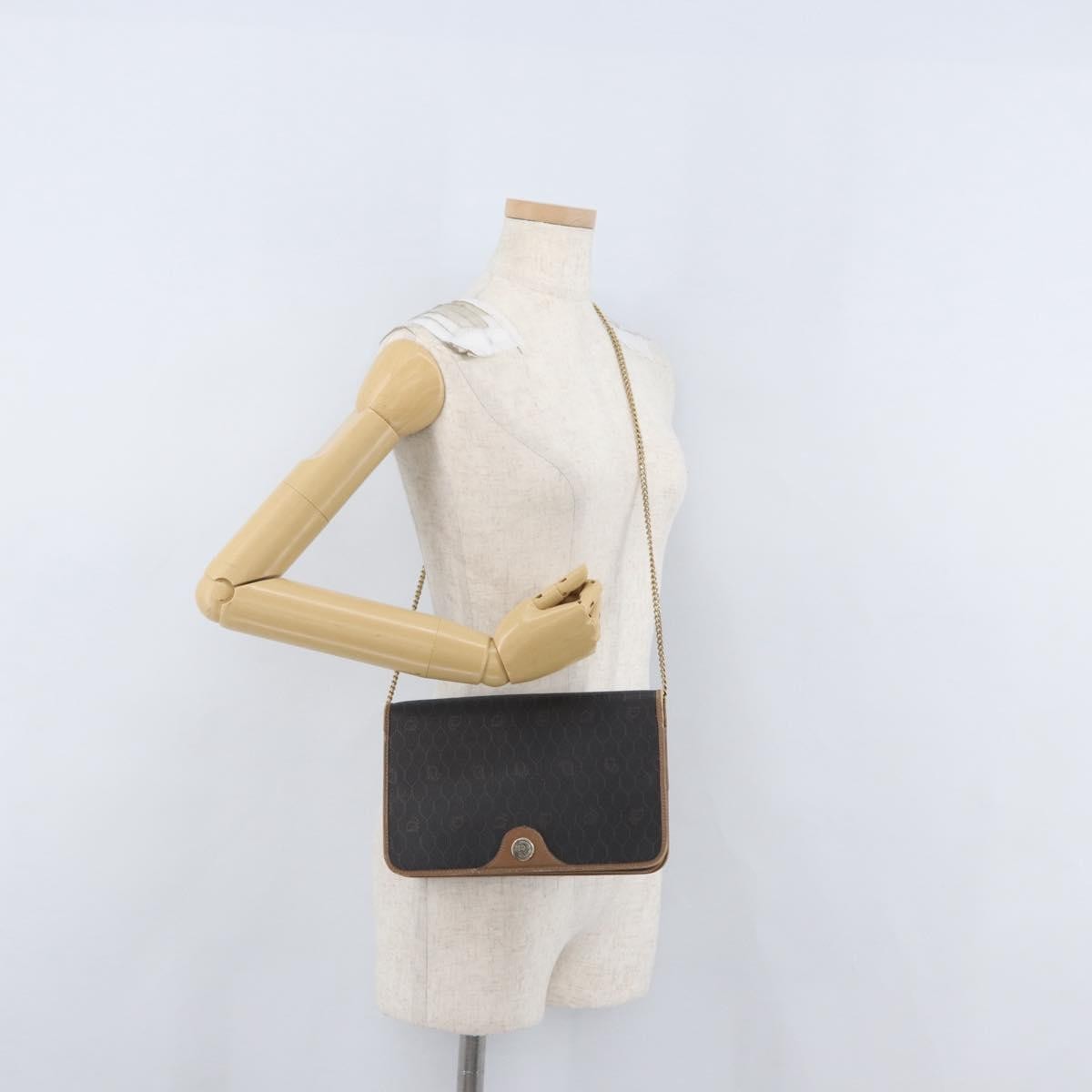 Christian Dior Vintage Honeycomb Chain Canvas Black Pvc Shoulder Bag Bag (Pre-Owned)