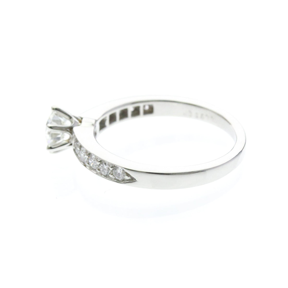 Tiffany & Co. Solitaire Ring With Channel Set Band Platinum With Rbc Diamond F/Vs1 Silver Platinum Ring Jewelry (Pre-Owned)