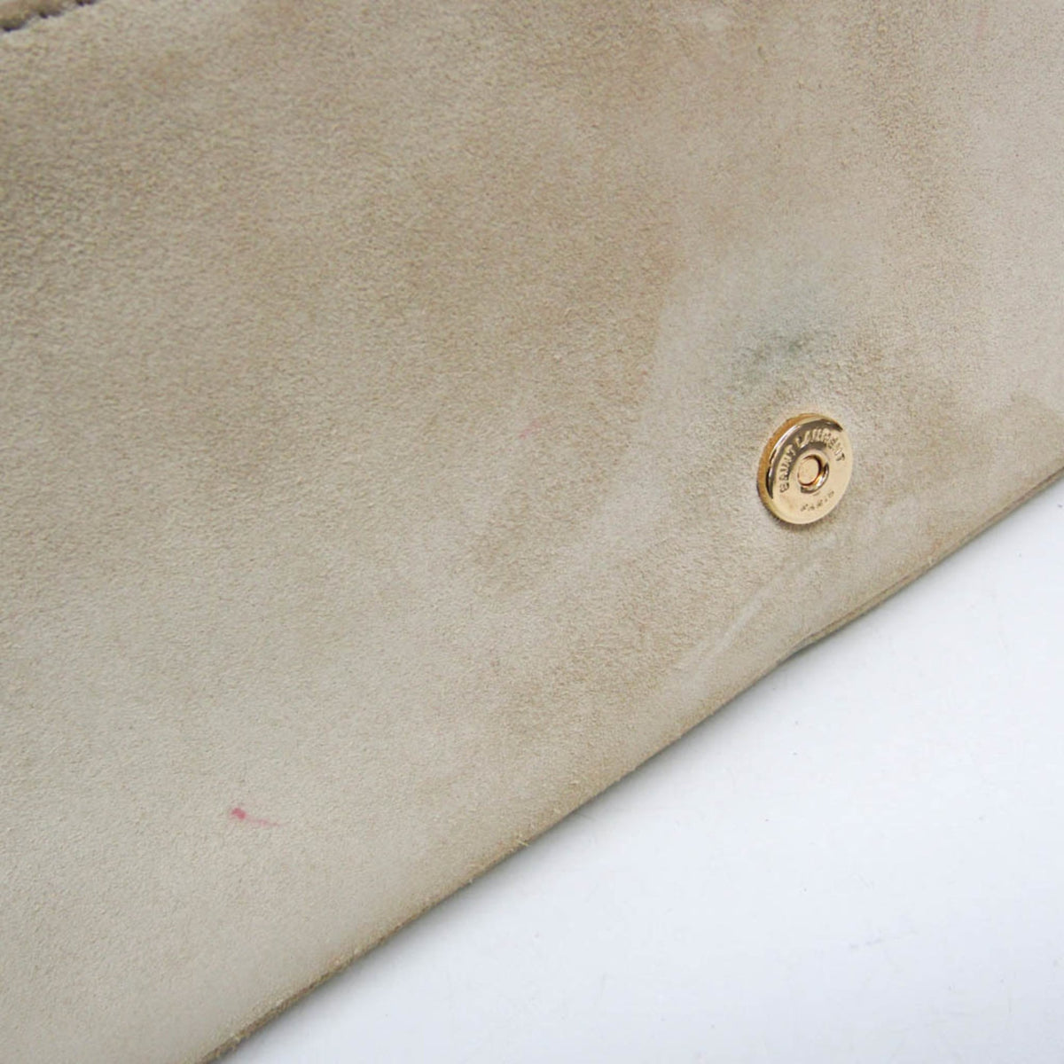 Saint Laurent Classic Monogram Tassel Clutch Suede Beige Suede Clutche & Pouche Bag (Pre-Owned)