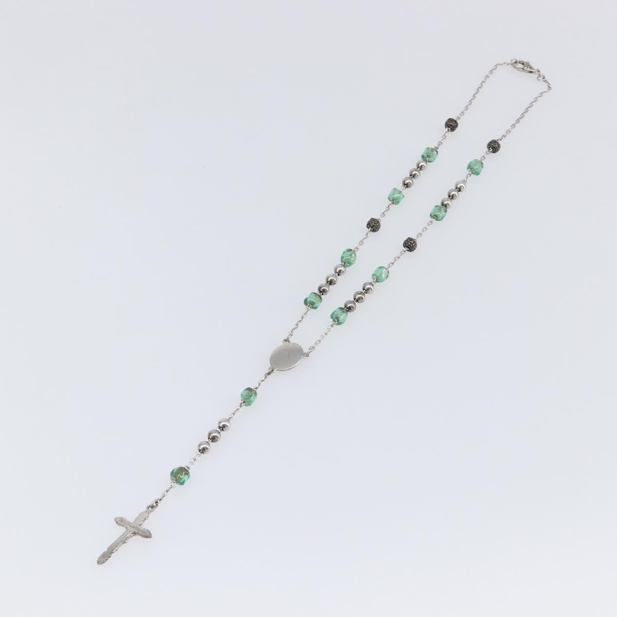 Dolce & Gabbana Cross Pendant Metal With Crystals, Enamel And Faux Pearls Silver Metal Necklace Jewelry (Pre-Owned)