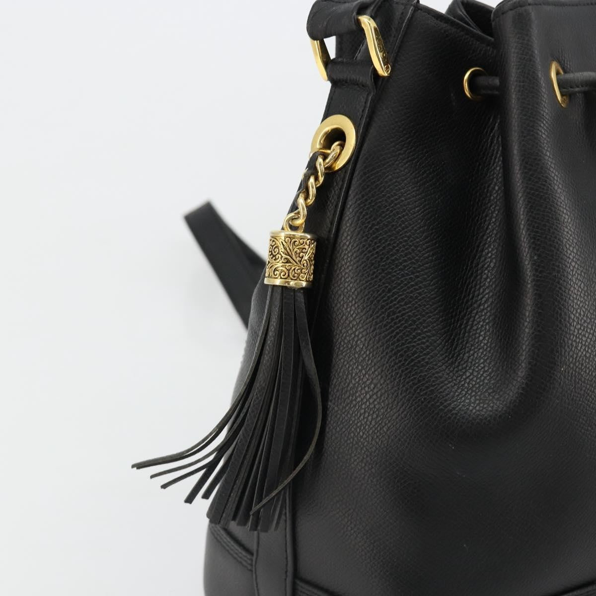 Valentino Garavani Vintage Leather Black Leather Shoulder Bag Bag (Pre-Owned)