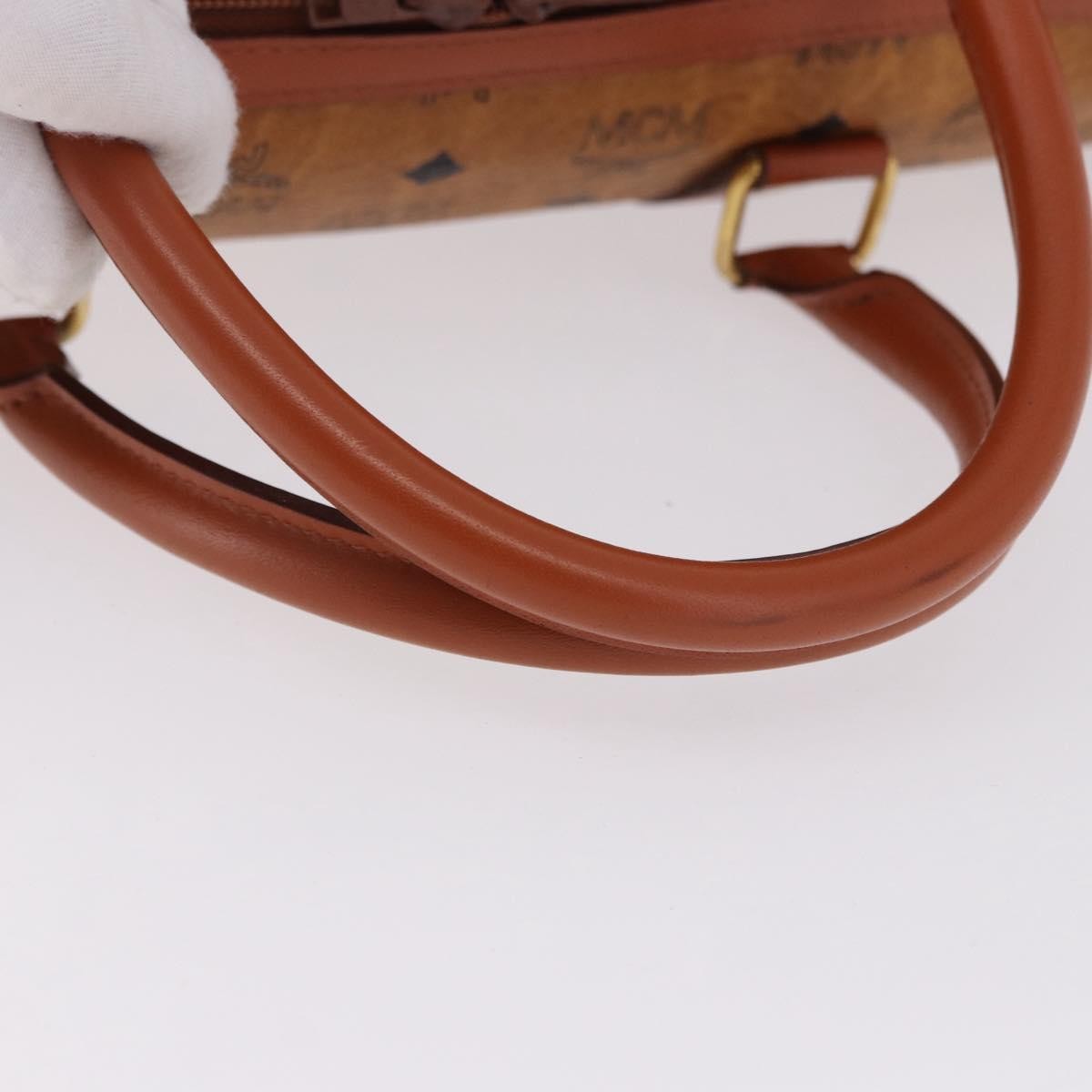 MCM Vicetos Logogram Boston Brown Leather Travel Bag Bag (Pre-Owned)