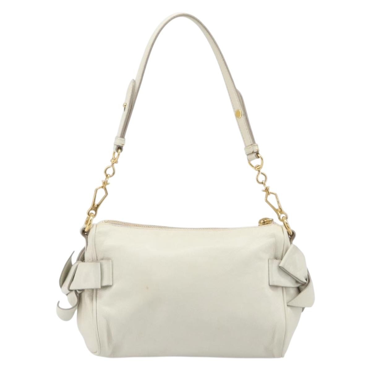 Miu Miu Beau Top Handle Leather White Leather Handbag (Pre-Owned)