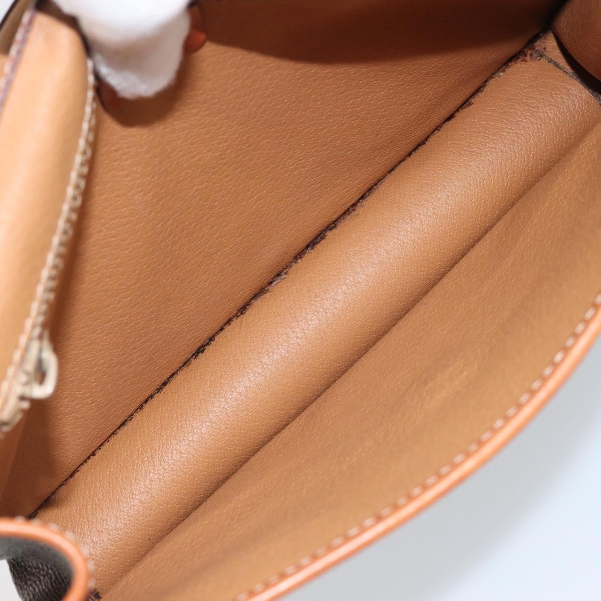 Celine Vintage Macadam Circle Logo Canvas And Leather Brown Canvas Shoulder Bag Bag (Pre-Owned)