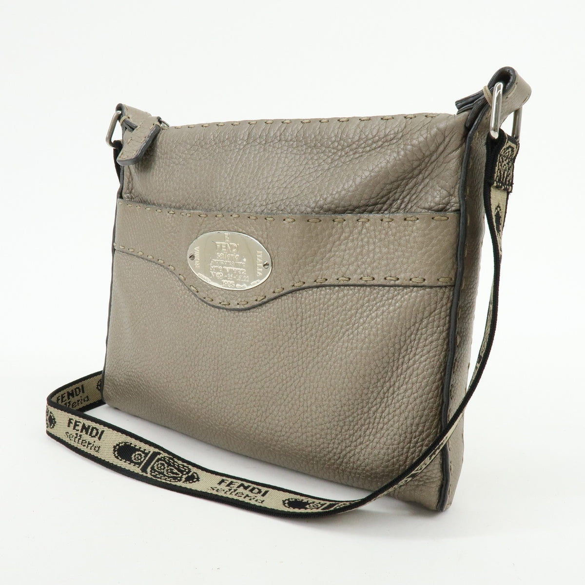 Fendi Selleria Leather Neutral Leather Crossbody Bag Bag (Pre-Owned)