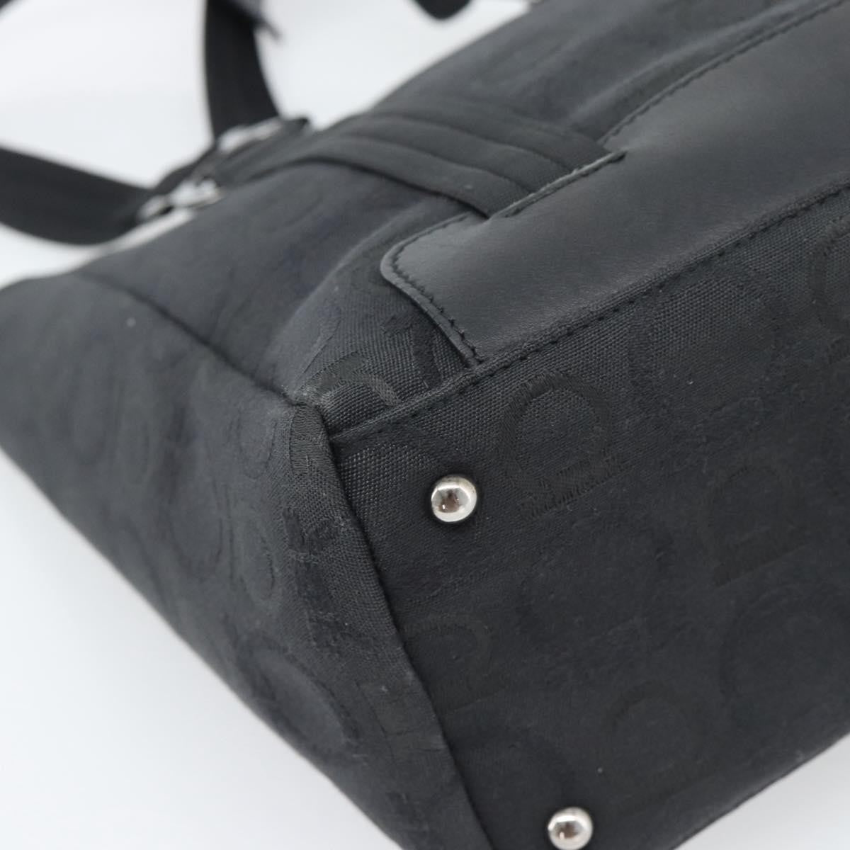 Salvatore Ferragamo Gancini Top Handle Canvas Black Canvas Handbag (Pre-Owned)