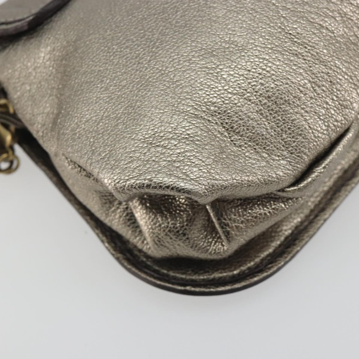 Salvatore Ferragamo Gancini Leather Silver Leather Shoulder Bag Bag (Pre-Owned)