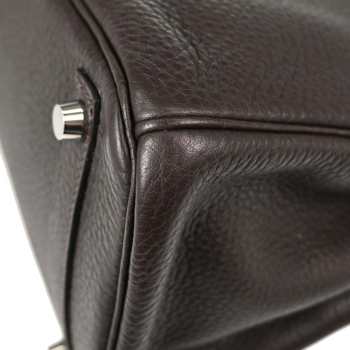 Hermes Birkin Chocolat Taurillon Clemence Brown Leather Handbag (Pre-Owned)