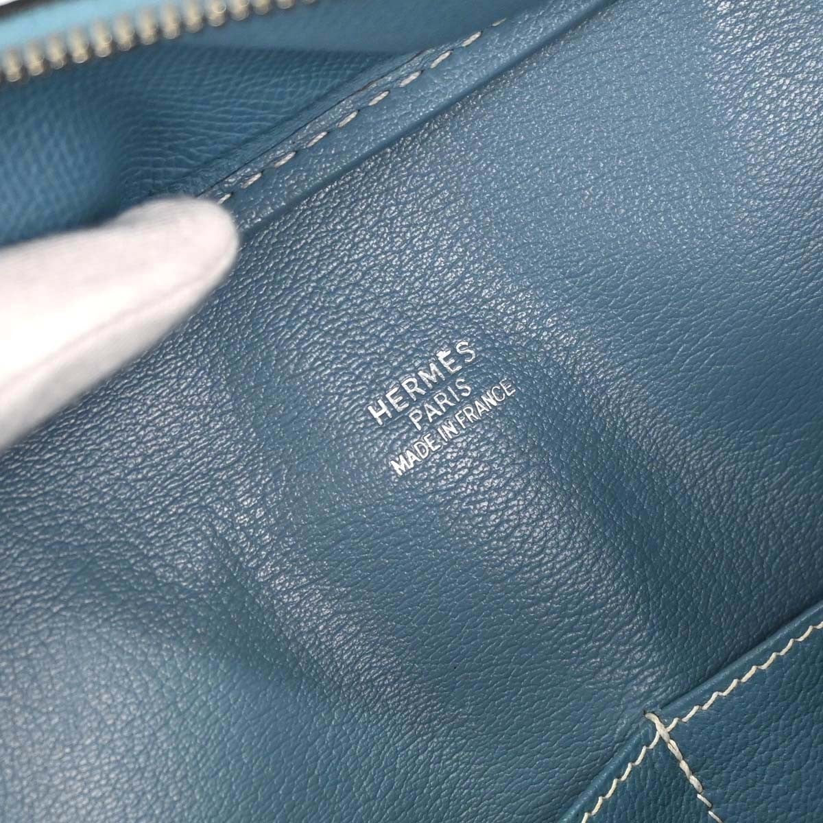 Hermes Plume Epsom Blue Leather Handbag (Pre-Owned)