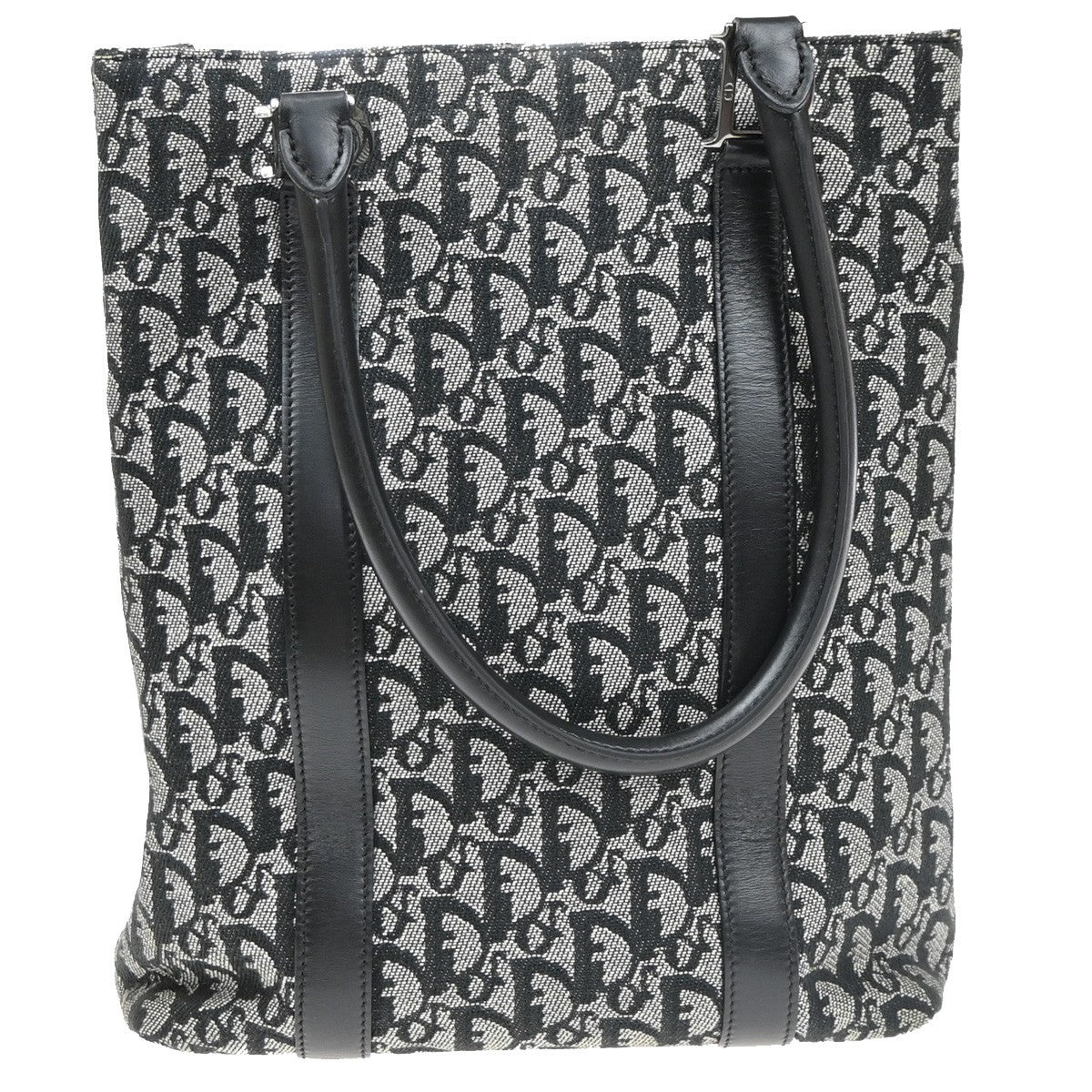 Christian Dior Vintage Open Diorissimo Canvas Black Canvas Tote Bag Bag (Pre-Owned)