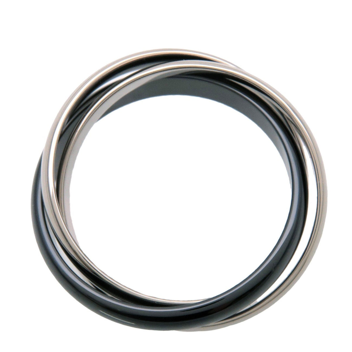 Cartier Trinity 18K White Gold & Black Ceramic Silver White_Gold Ring Jewelry (Pre-Owned)