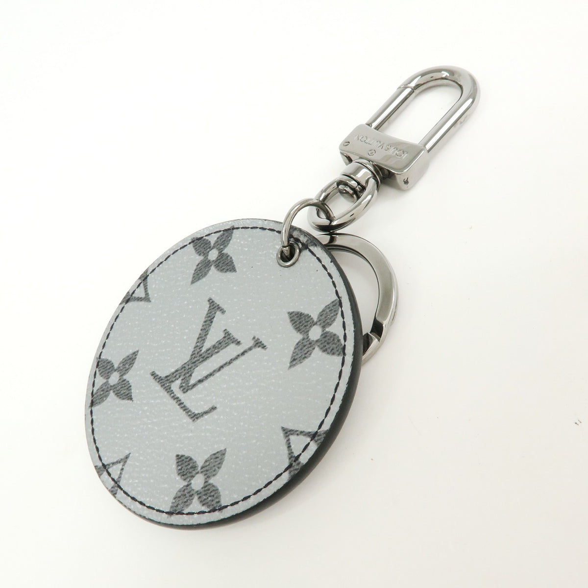 Louis Vuitton Round Bag Charm And Key Holder Reverse Monogram Eclipse None Silver Canvas Charms And Keychains Accessory (Pre-Owned)