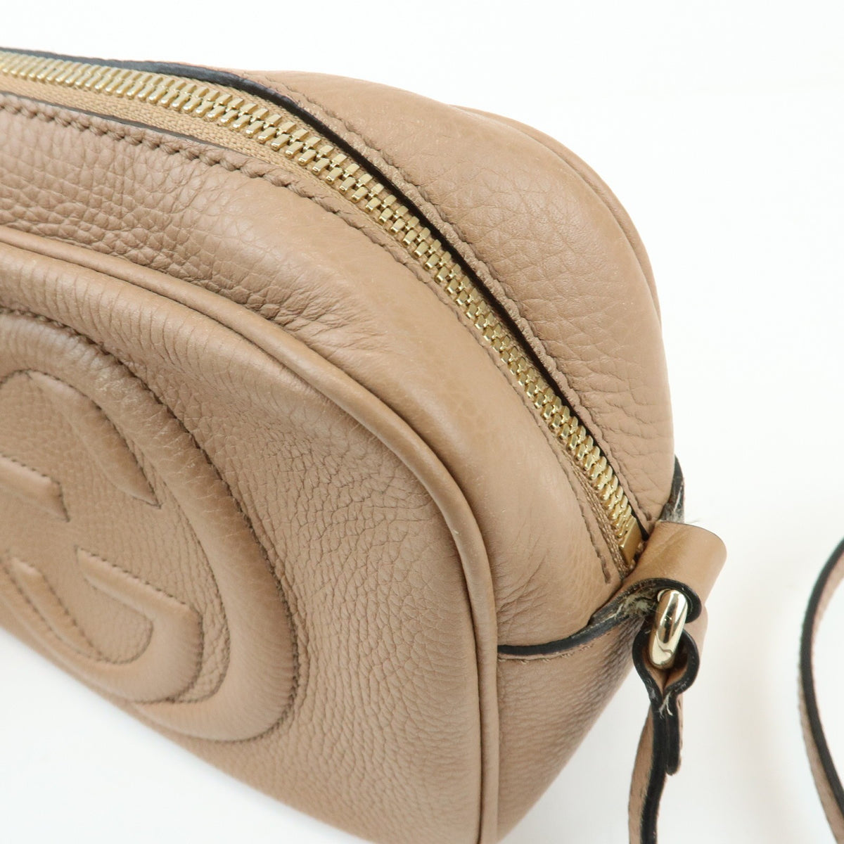 Gucci Soho Disco Leather Beige Leather Crossbody Bag Bag (Pre-Owned)